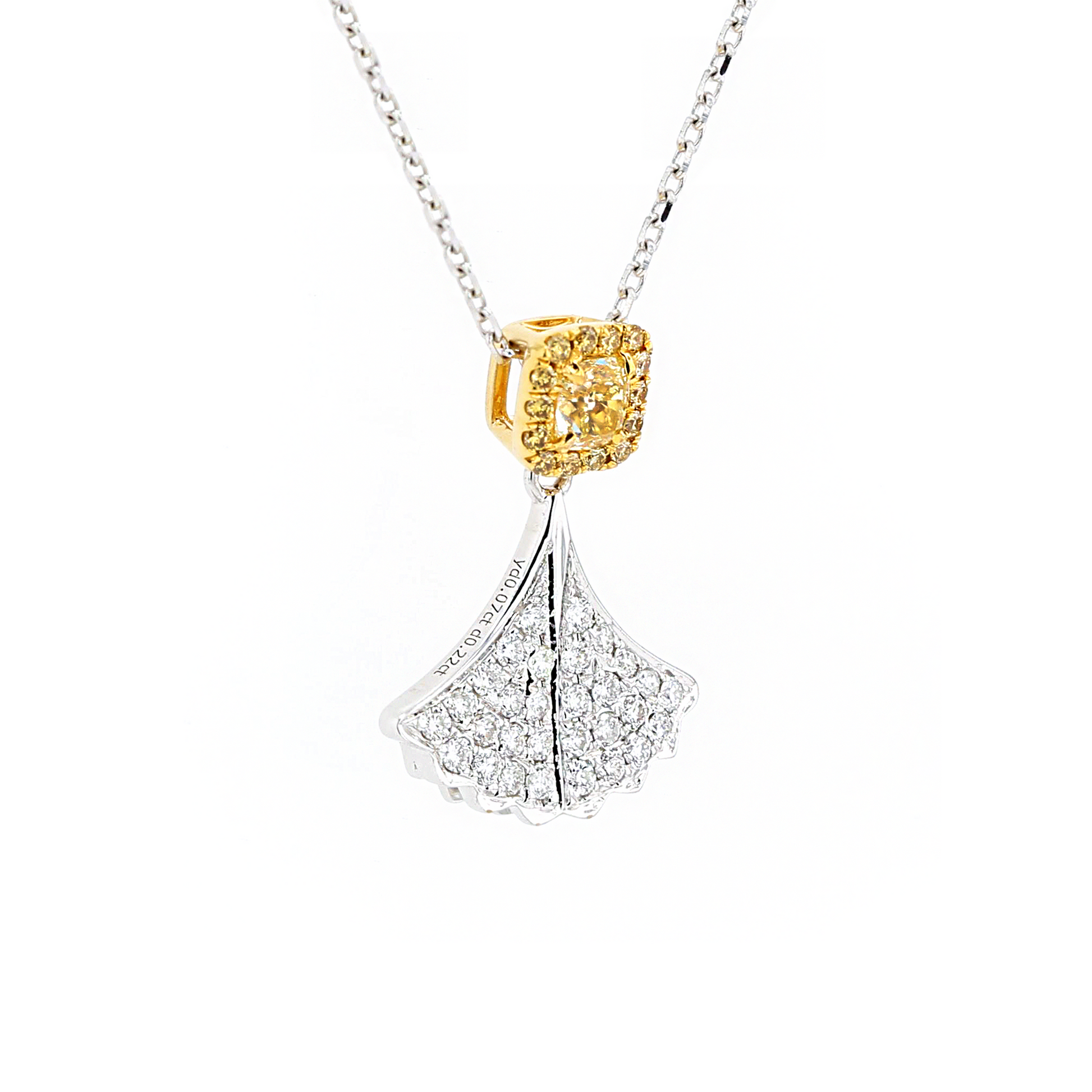 18KG 0.205ct Yellow Diamond Necklace