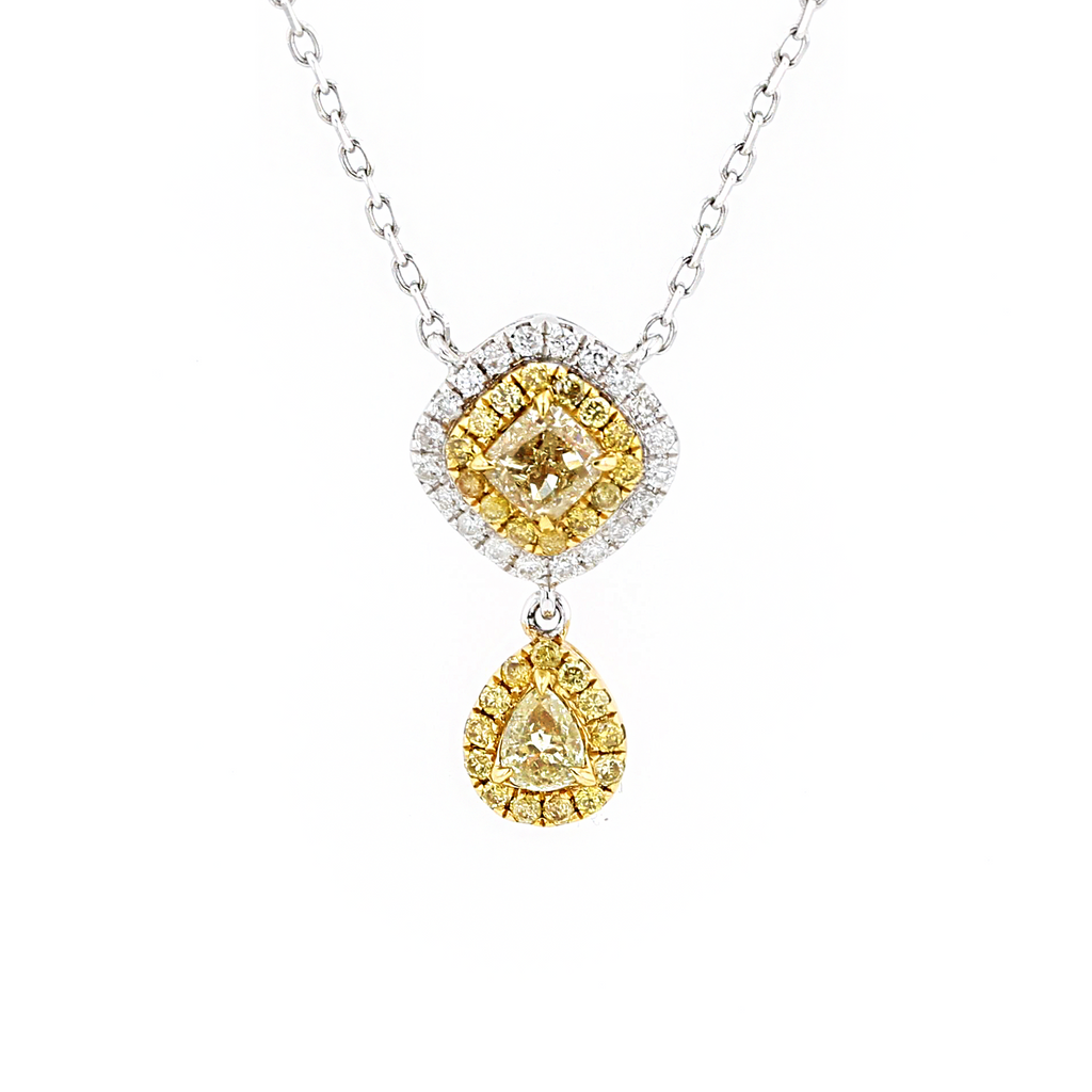 18KG 0.34ct Yellow Diamond Necklace