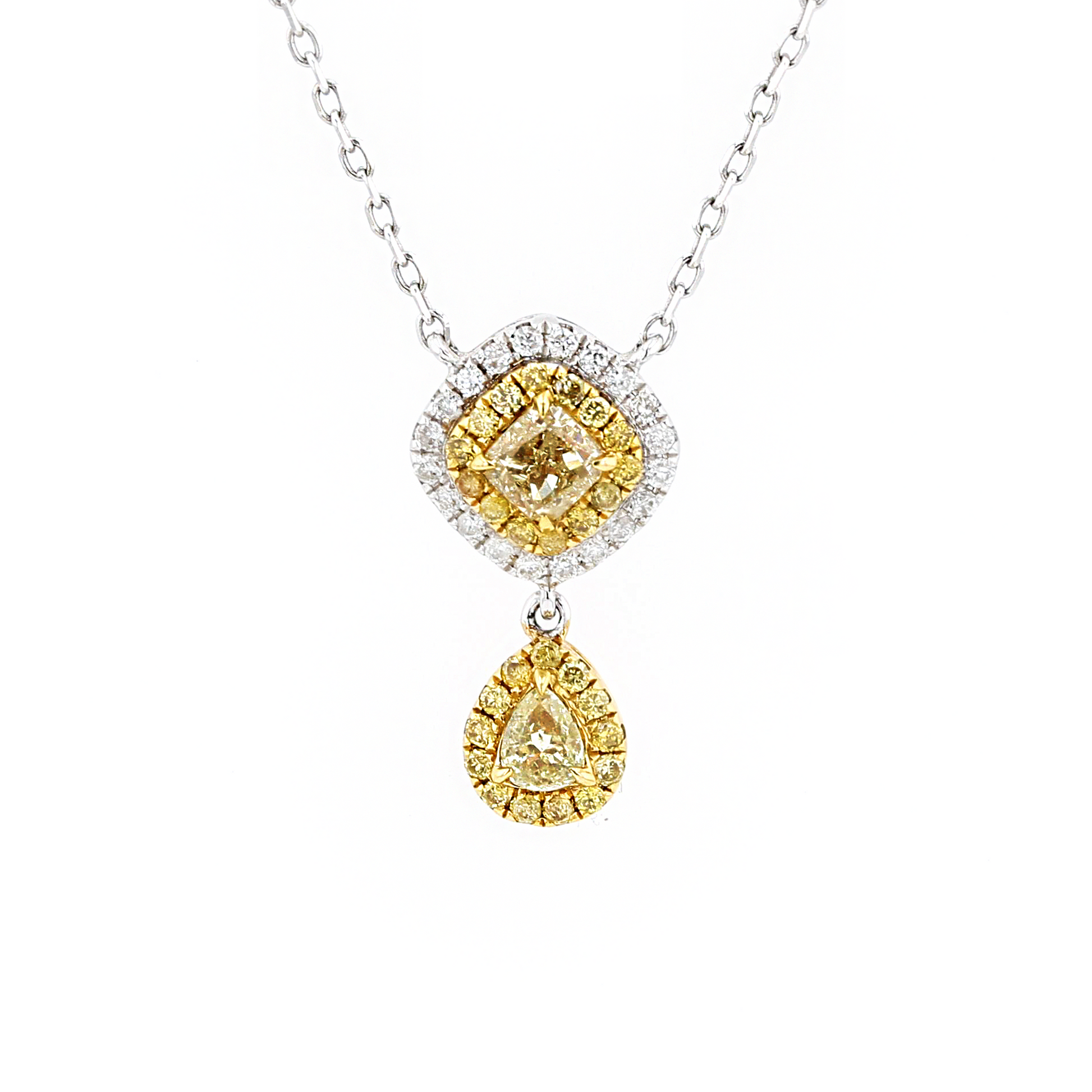 18KG 0.34ct Yellow Diamond Necklace