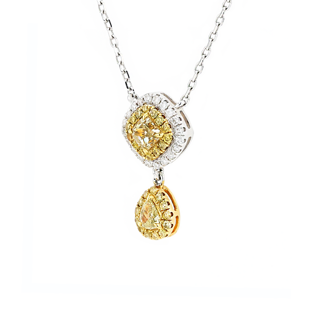 18KG 0.34ct Yellow Diamond Necklace