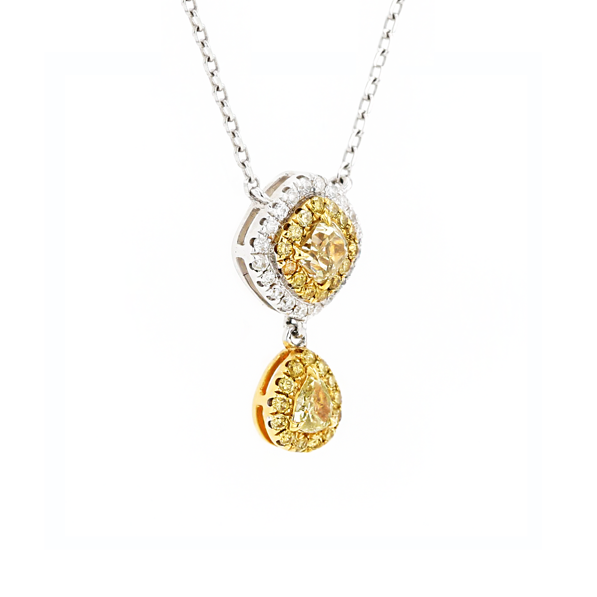 18KG 0.34ct Yellow Diamond Necklace