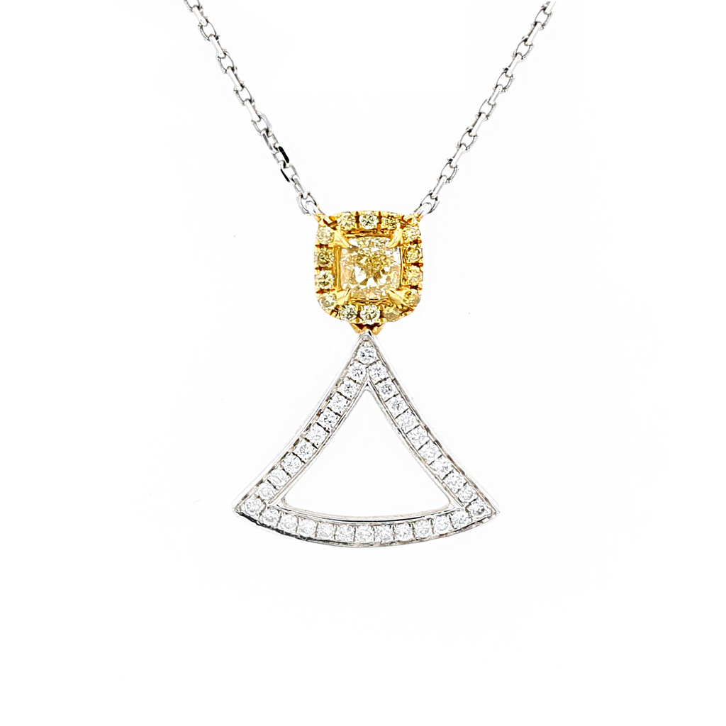18KG 0.18ct Yellow Diamond Necklace