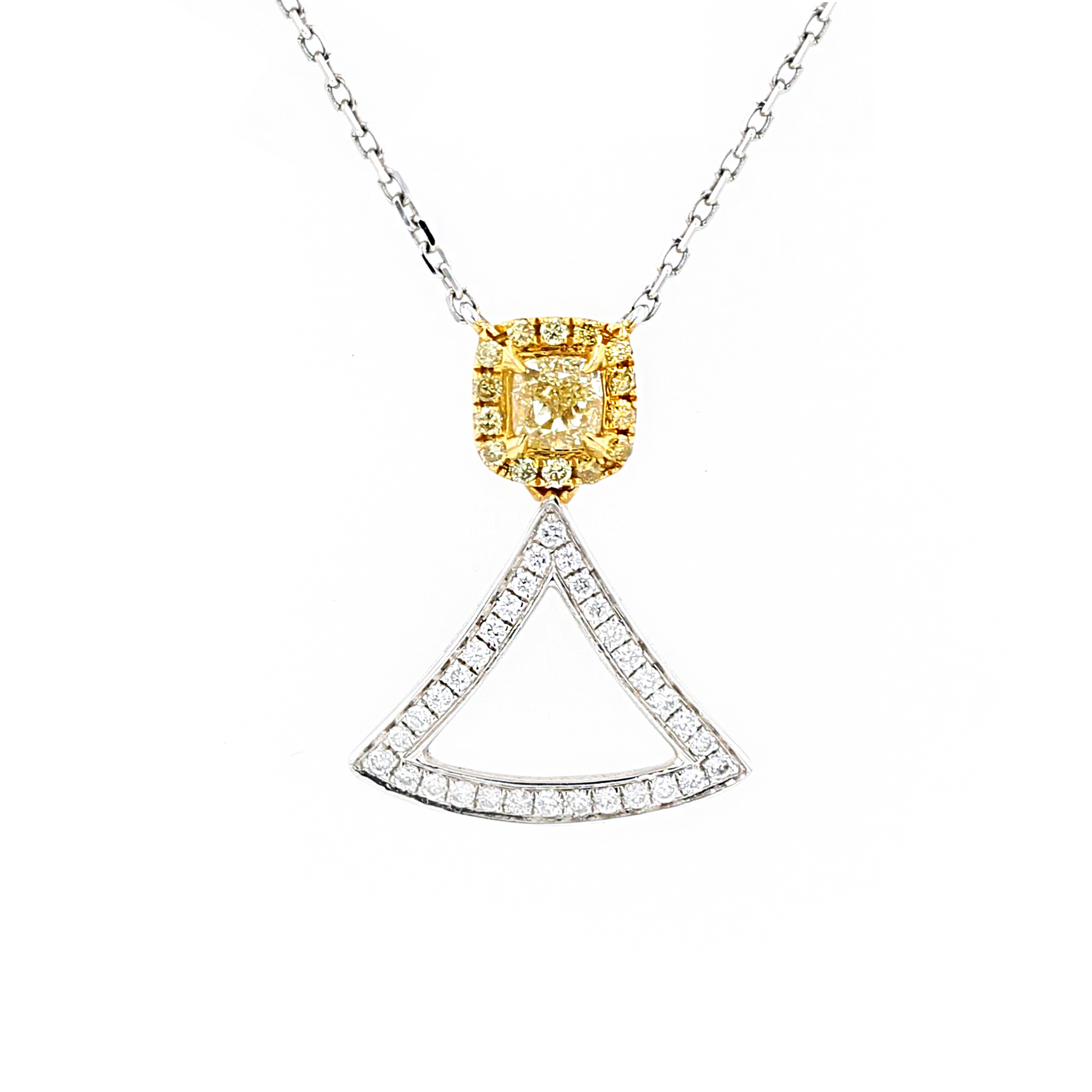 18KG 0.18ct Yellow Diamond Necklace