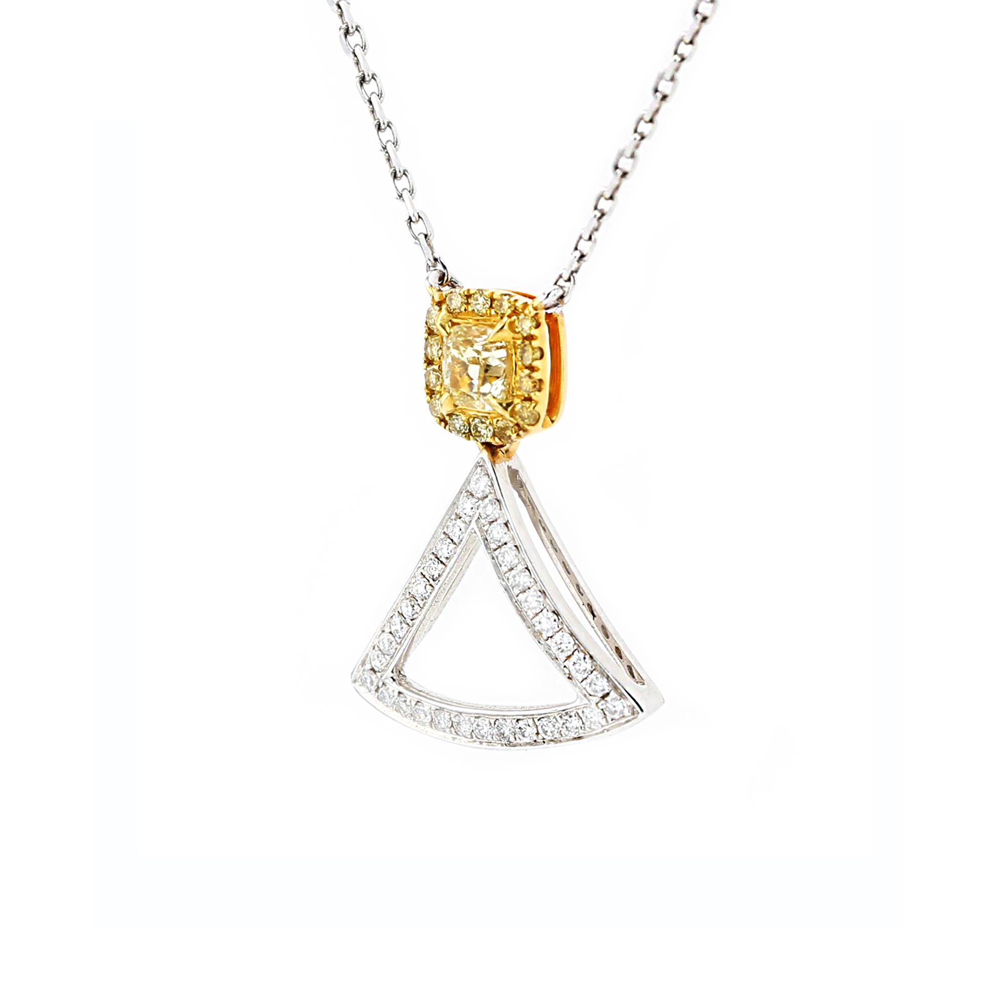 18KG 0.18ct Yellow Diamond Necklace