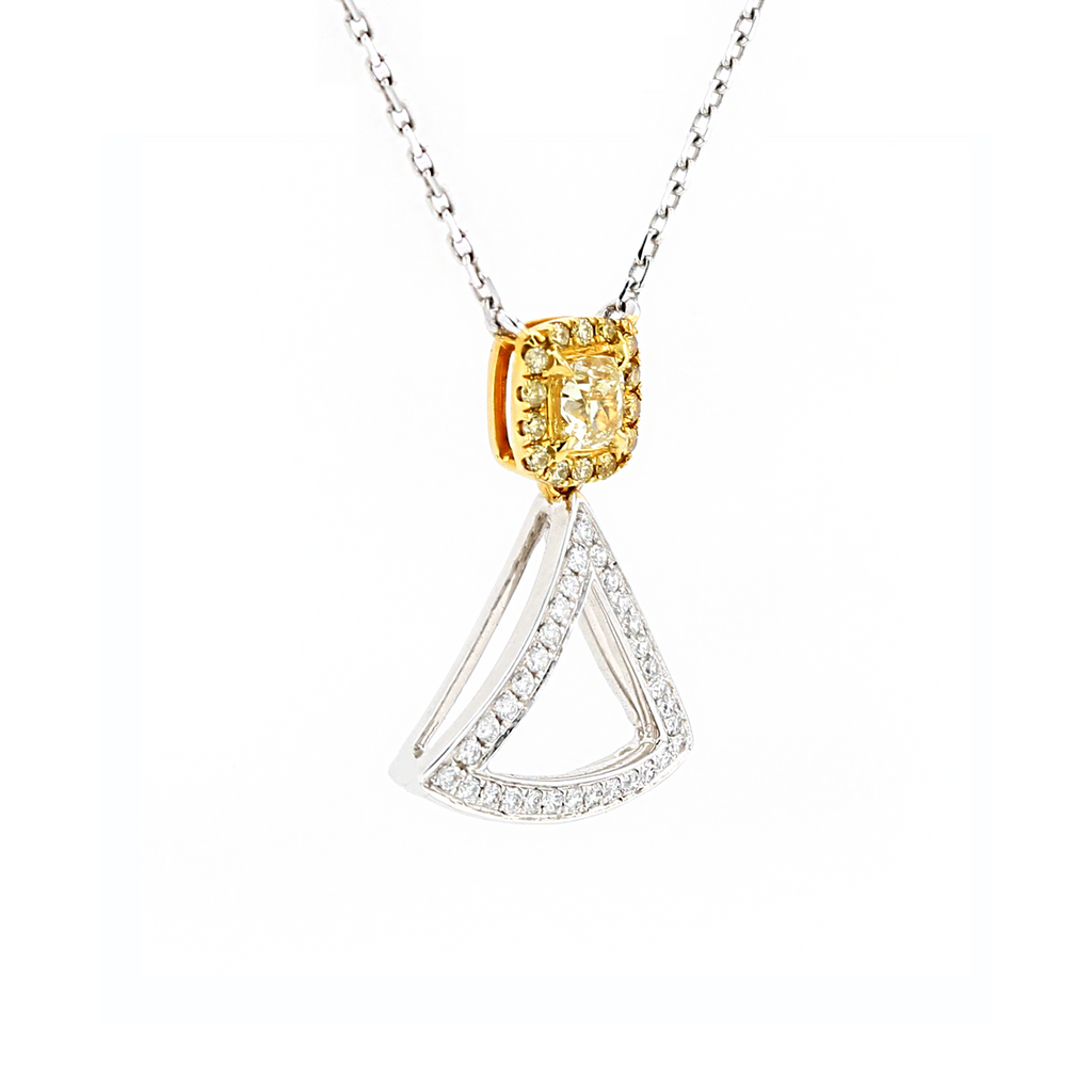 18KG 0.18ct Yellow Diamond Necklace