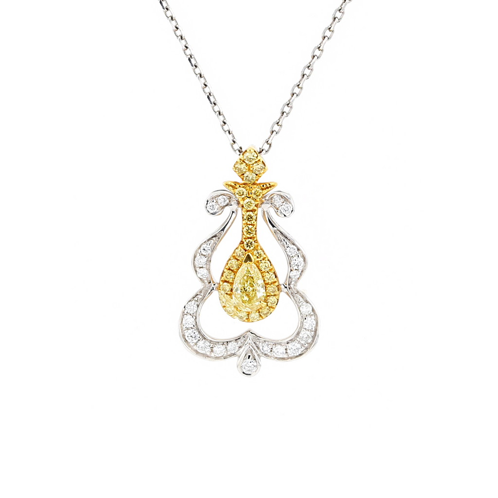 18KG 0.12ct Yellow Diamond Necklace