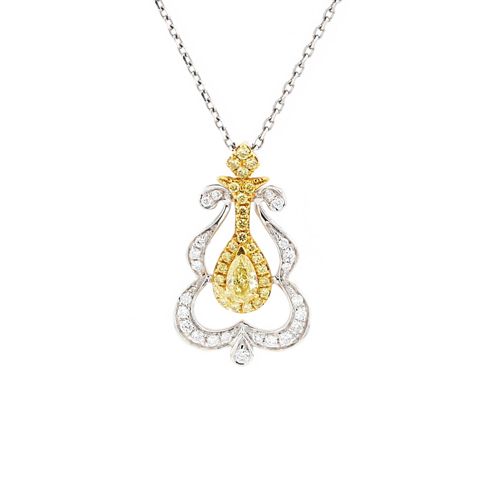18KG 0.12ct Yellow Diamond Necklace