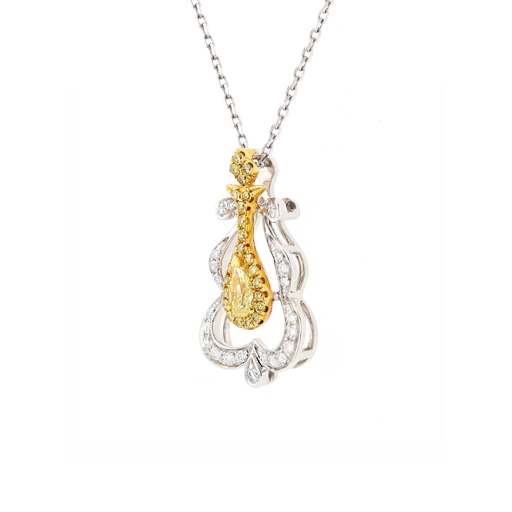 18KG 0.12ct Yellow Diamond Necklace