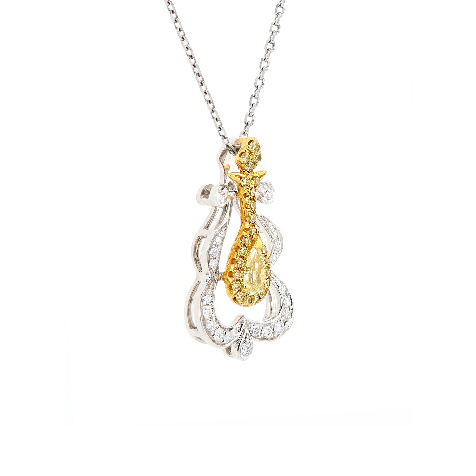 18KG 0.12ct Yellow Diamond Necklace