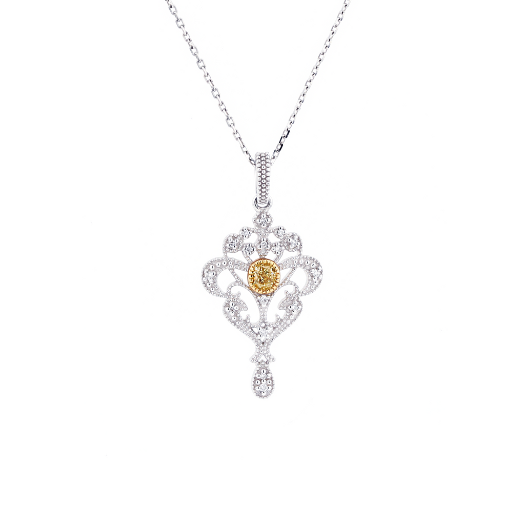 18KG 0.18ct Yellow Diamond Necklace