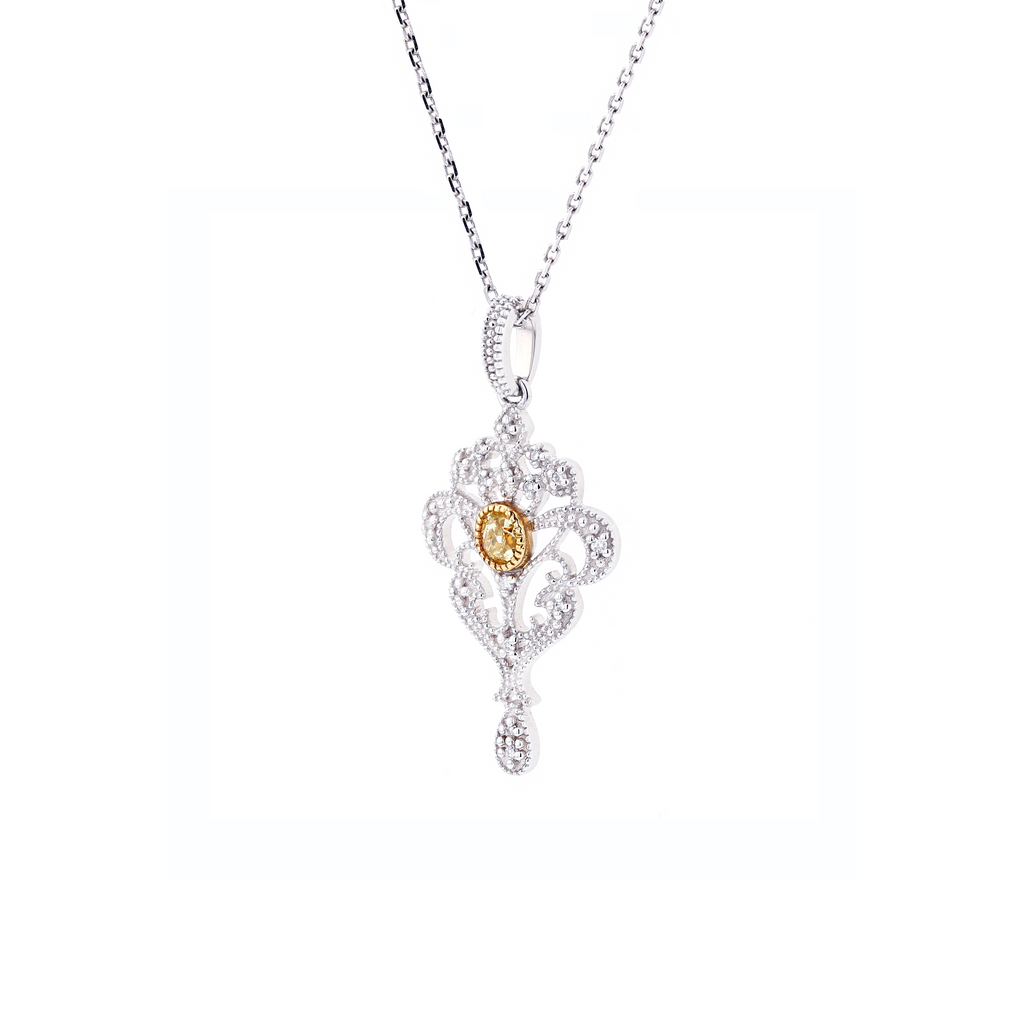 18KG 0.18ct Yellow Diamond Necklace