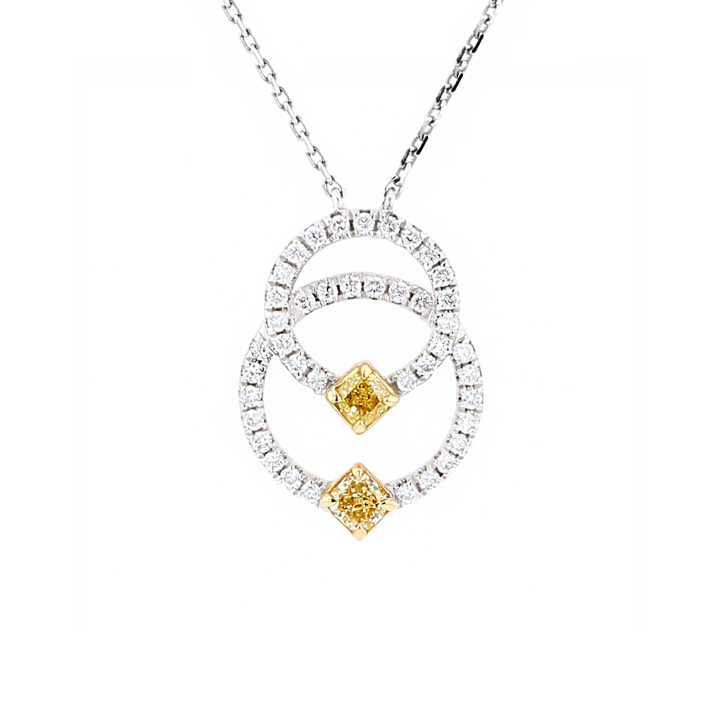 18KG 0.15ct Yellow Diamond Necklace