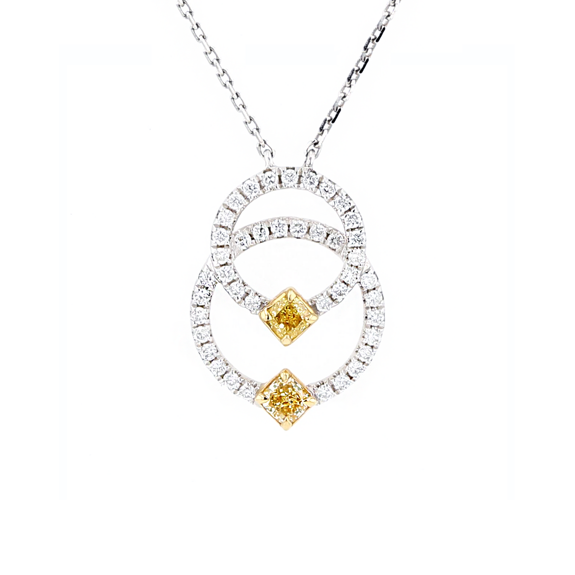 18KG 0.15ct Yellow Diamond Necklace