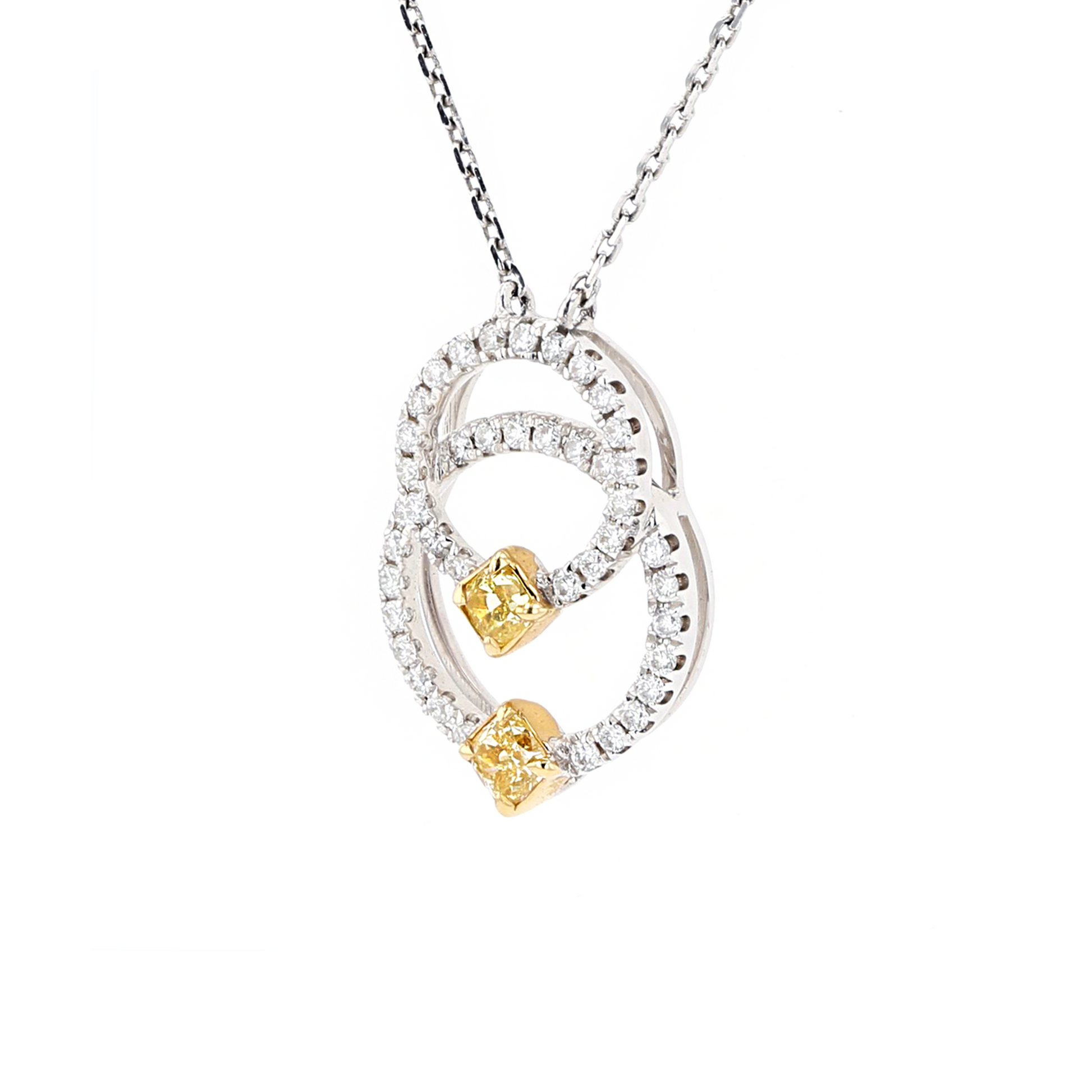 18KG 0.15ct Yellow Diamond Necklace
