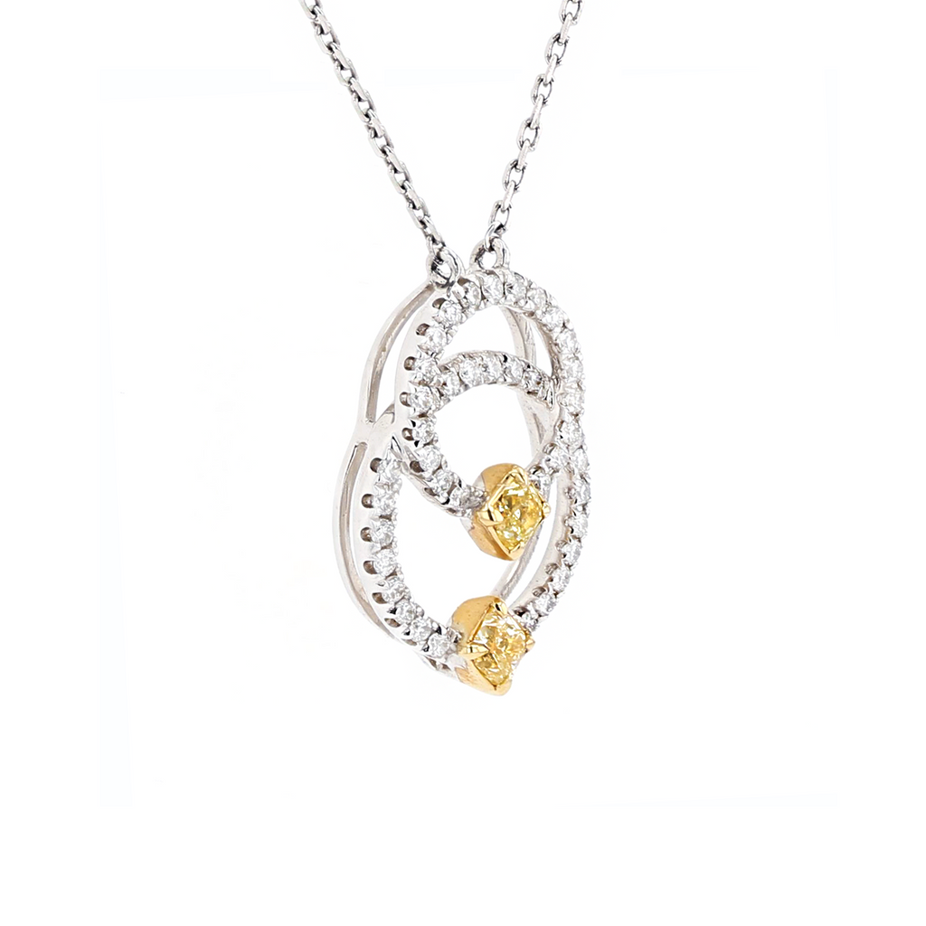 18KG 0.15ct Yellow Diamond Necklace