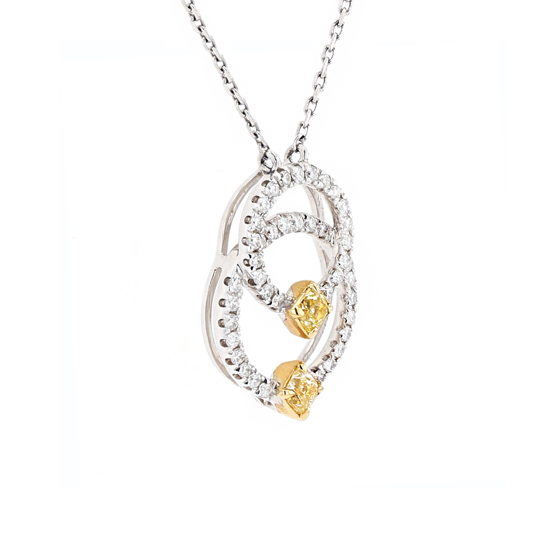 18KG 0.15ct Yellow Diamond Necklace