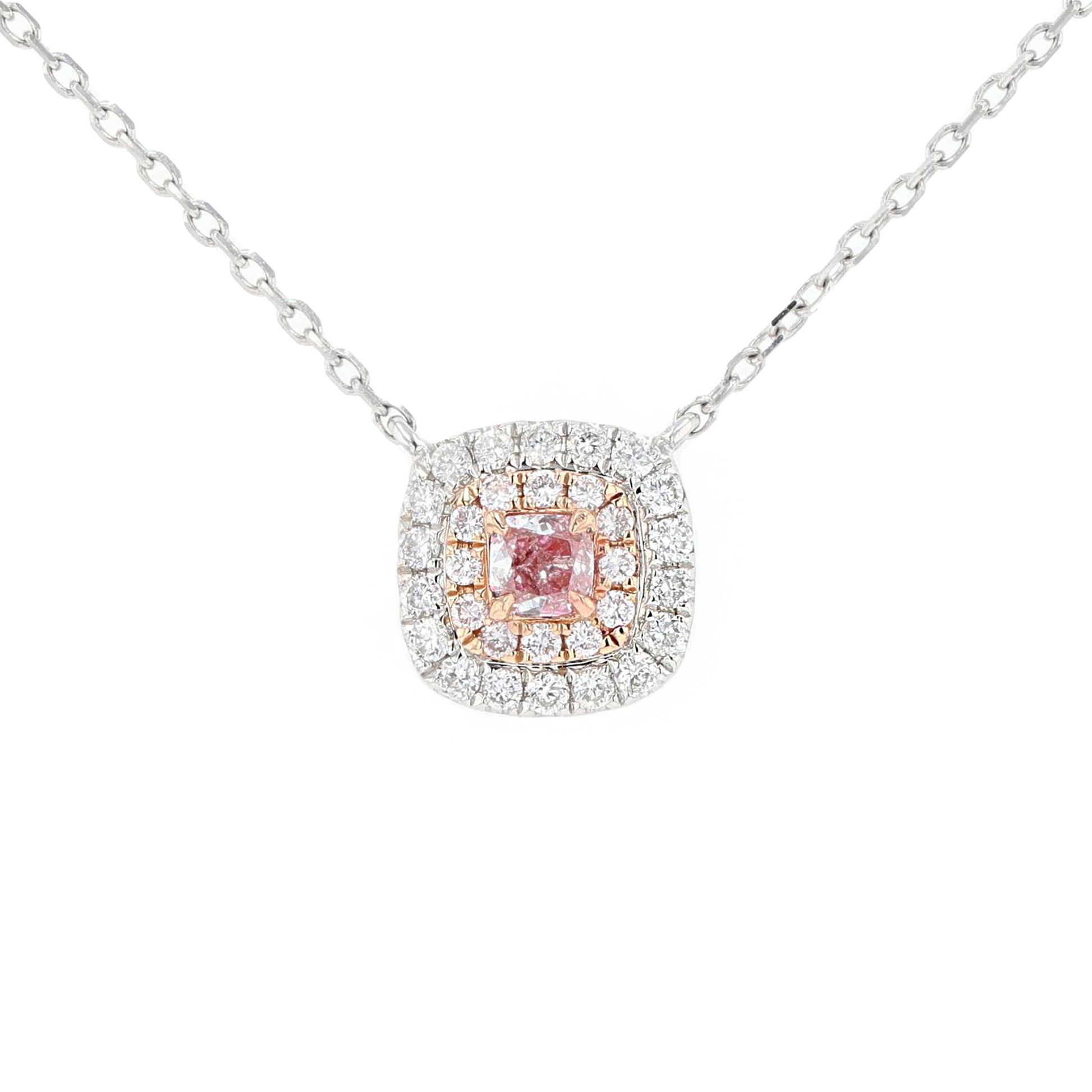 18KG 0.07ct Pink Diamond Necklace
