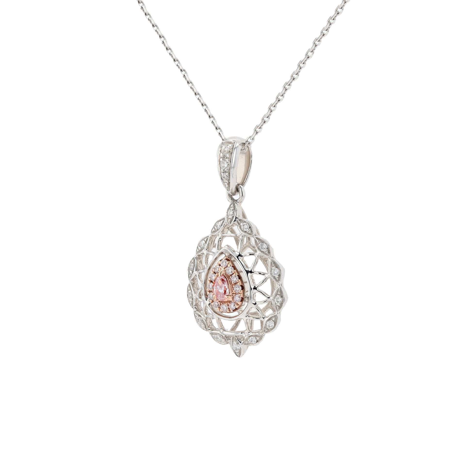 18KG 0.04ct Pink Diamond Necklace
