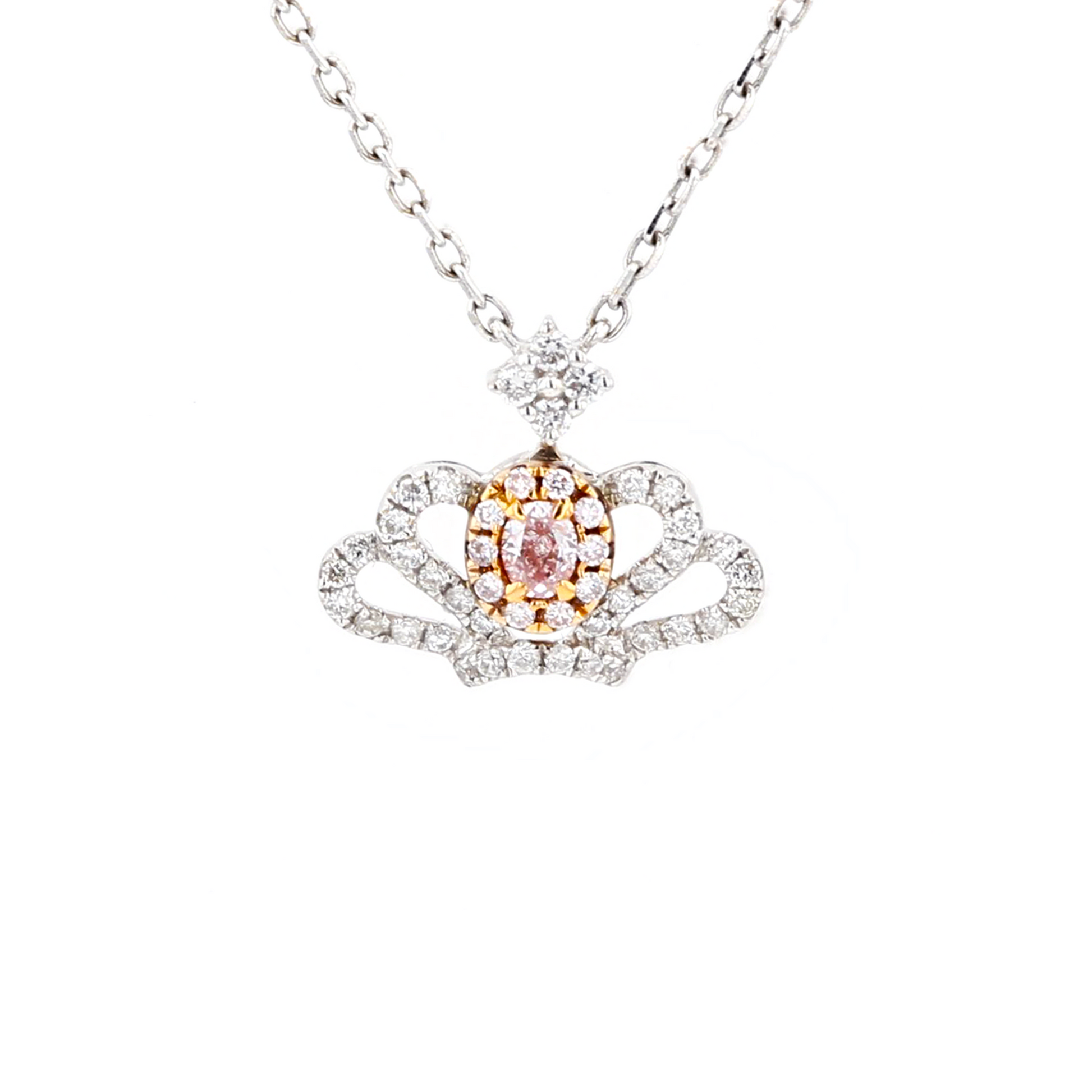 18KG 0.05ct Pink Diamond Necklace