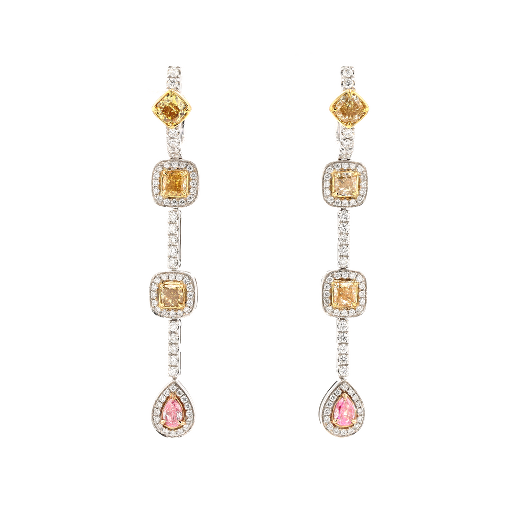 18KG Natural Untreated Fancy Color Diamond Earrings