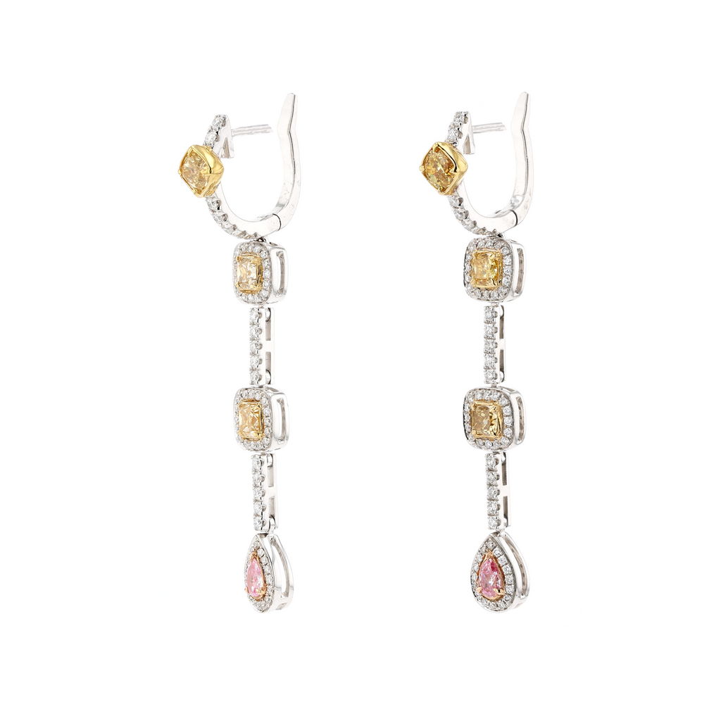 18KG Natural Untreated Fancy Color Diamond Earrings