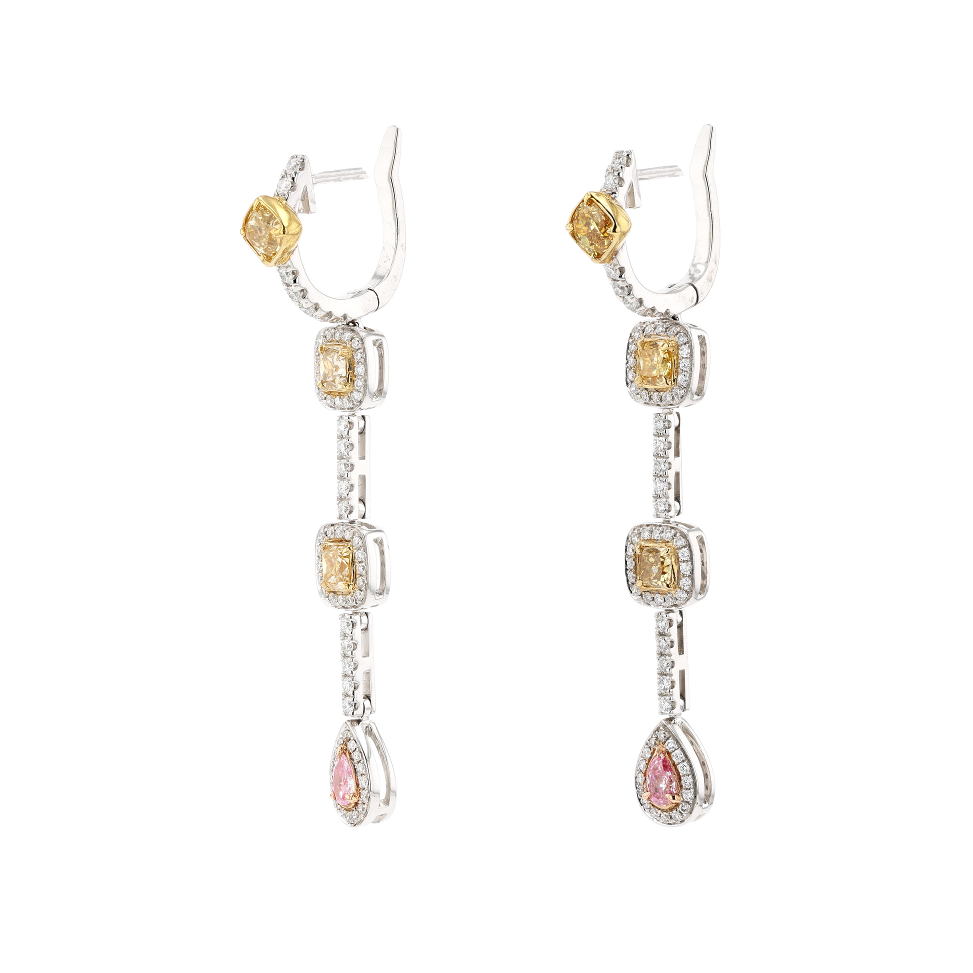 18KG Natural Untreated Fancy Color Diamond Earrings