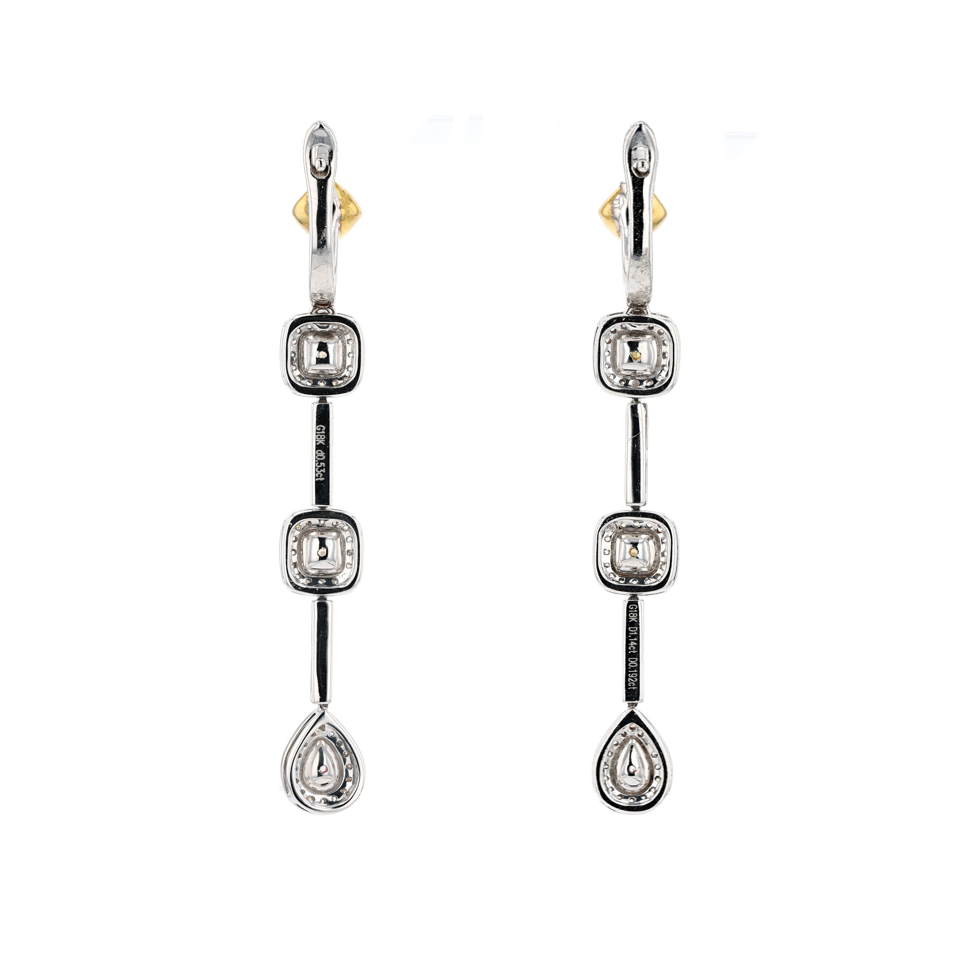 18KG Natural Untreated Fancy Color Diamond Earrings