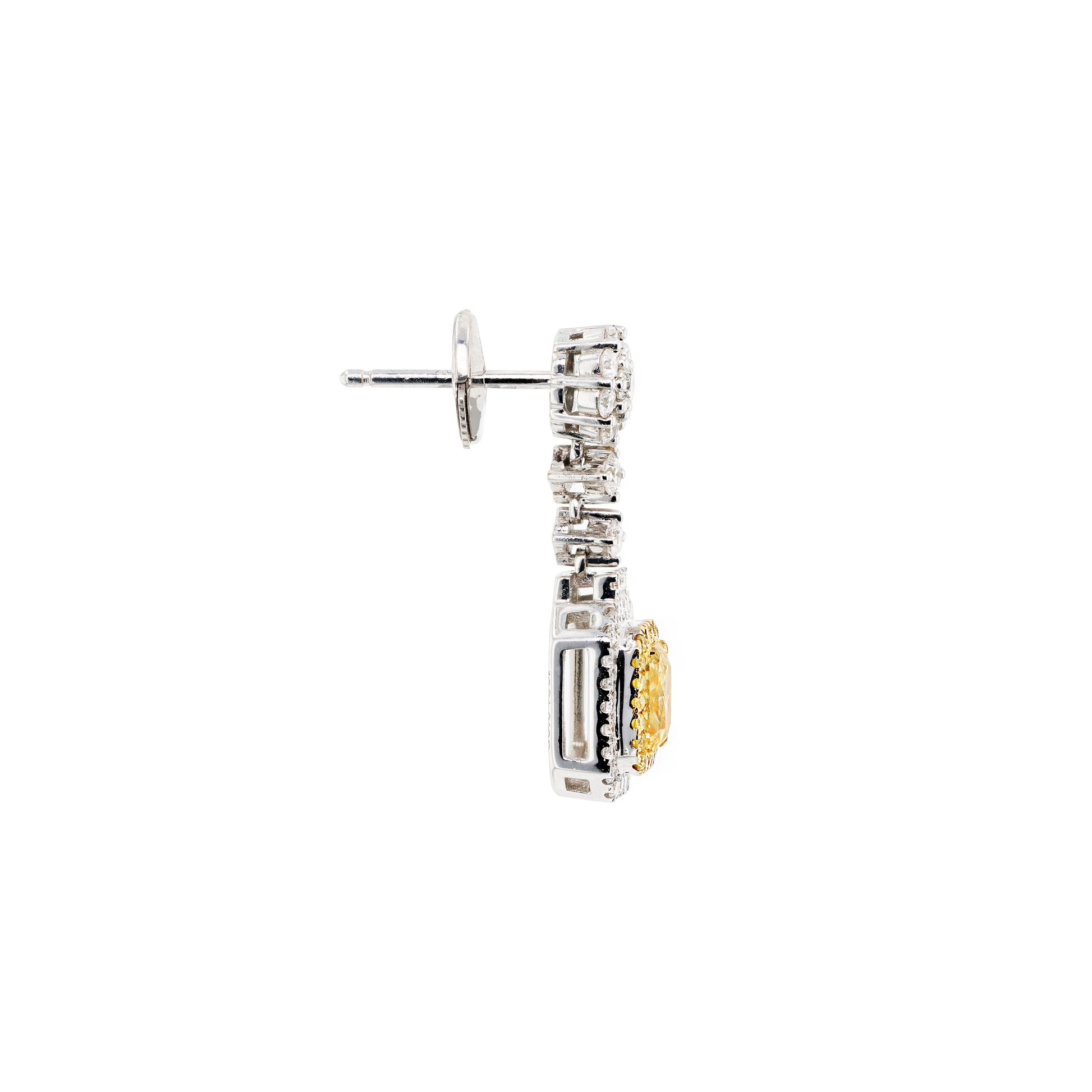18KG Natural Untreated Fancy Yellow Diamond Earrings