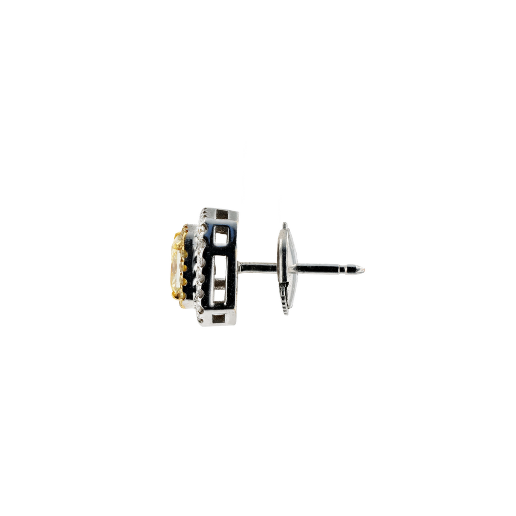 18KG Natural Untreated Fancy Yellow Diamond Earrings