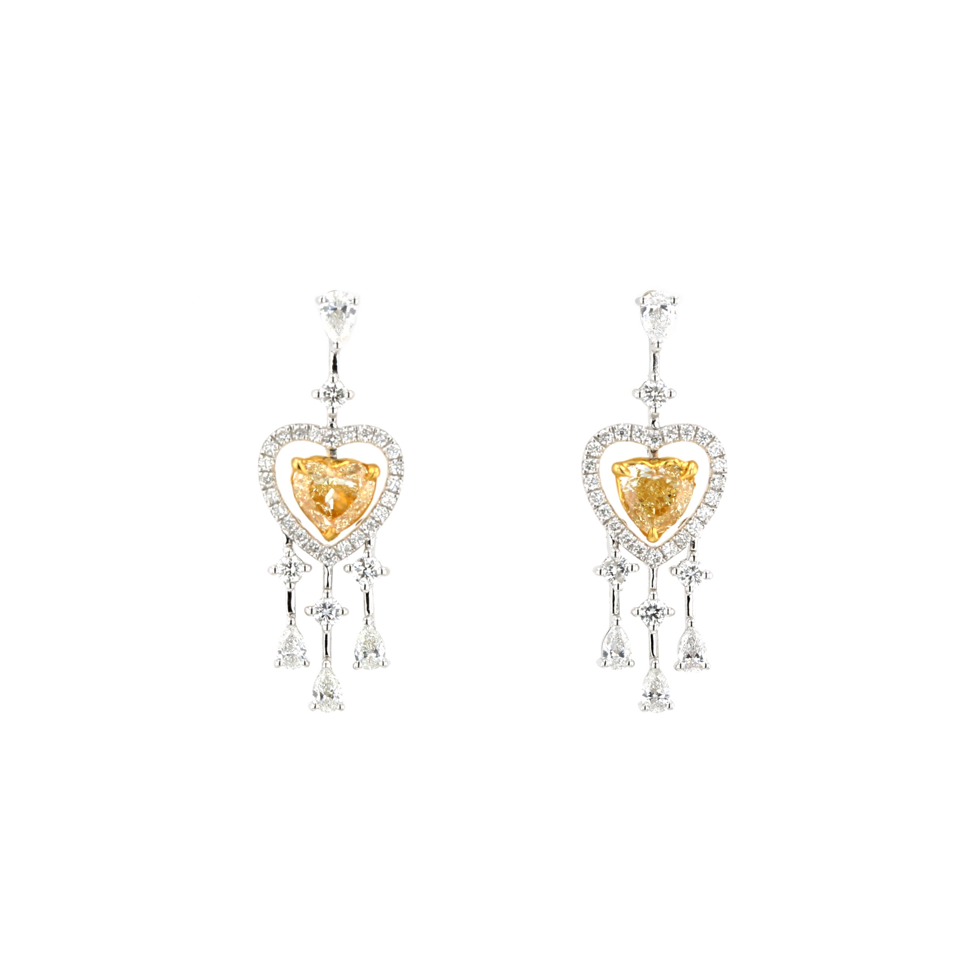 18KG Natural Untreated Fancy Yellow Diamond Earrings