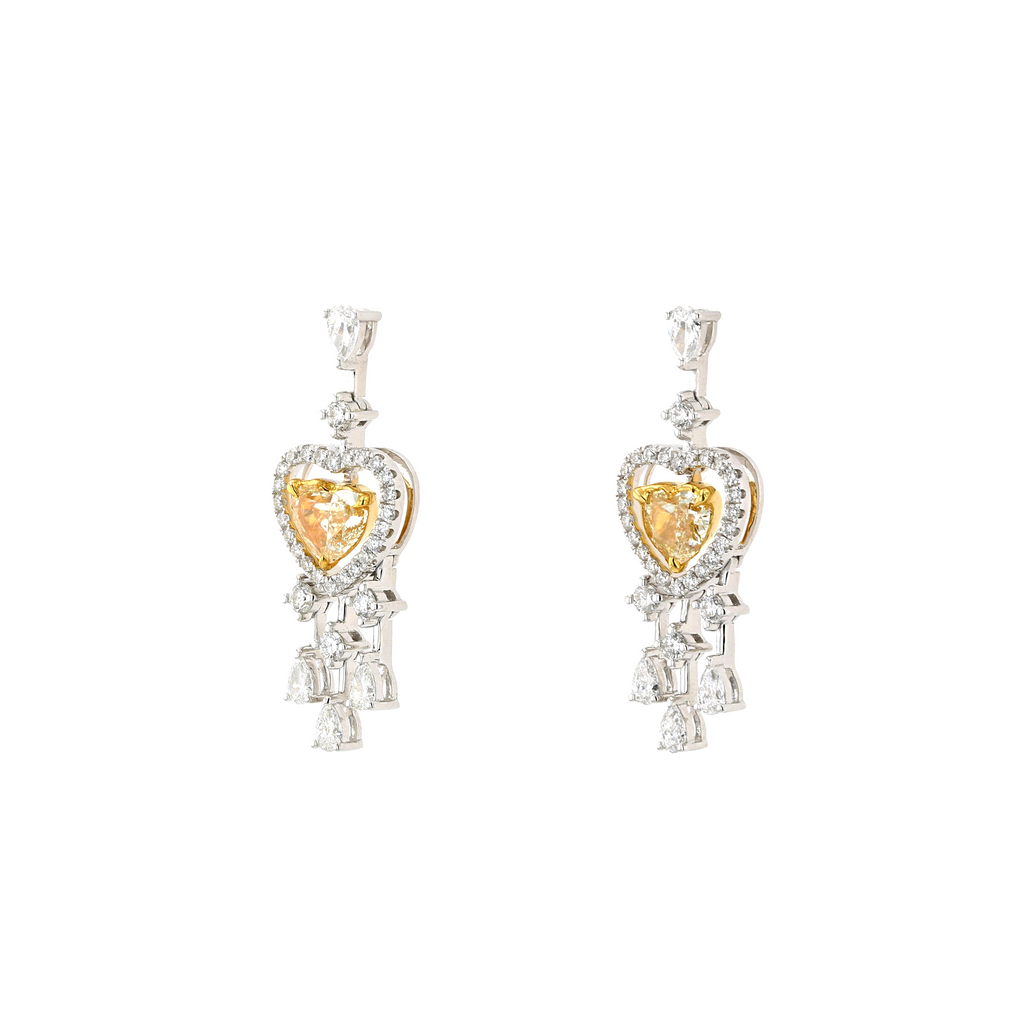 18KG Natural Untreated Fancy Yellow Diamond Earrings