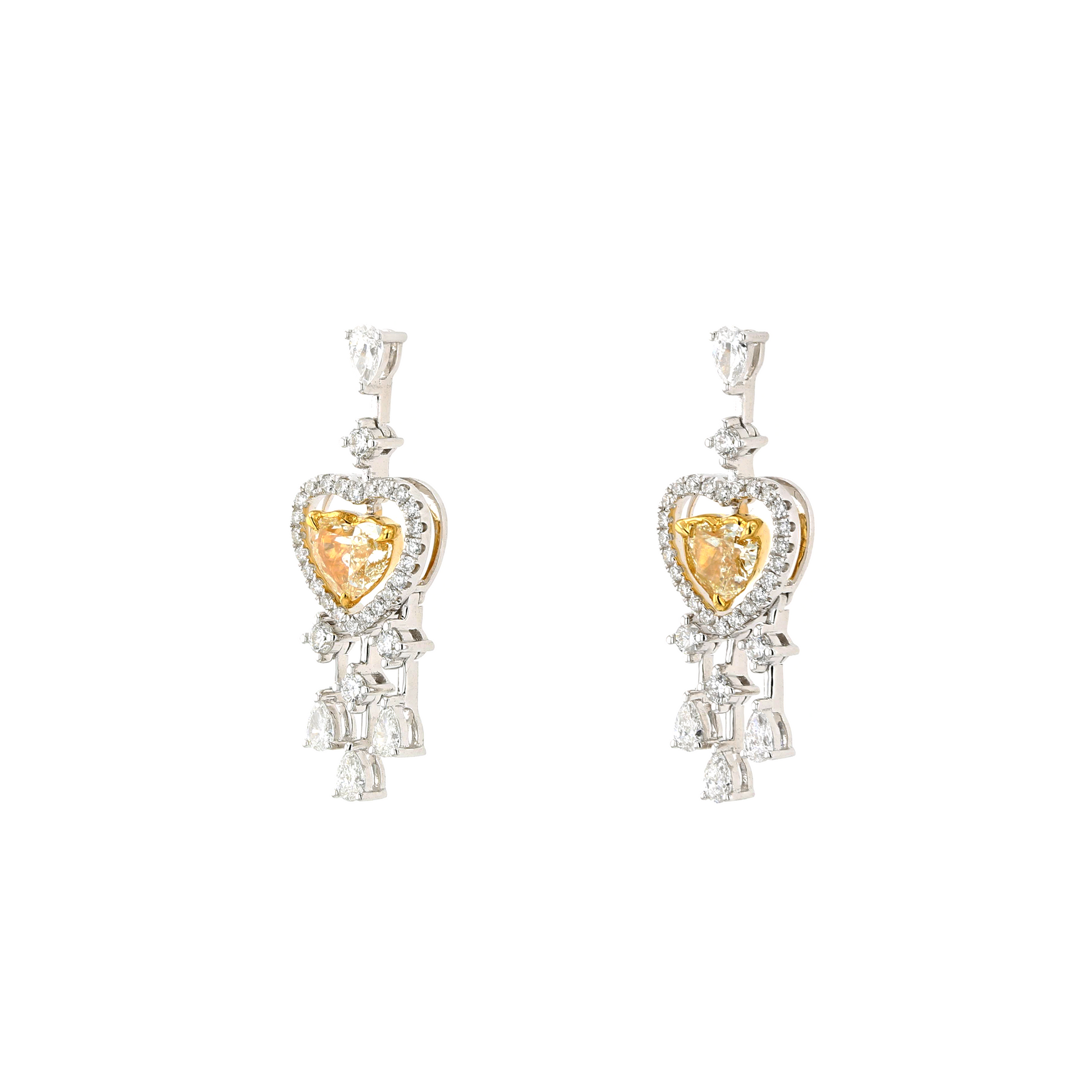 18KG Natural Untreated Fancy Yellow Diamond Earrings