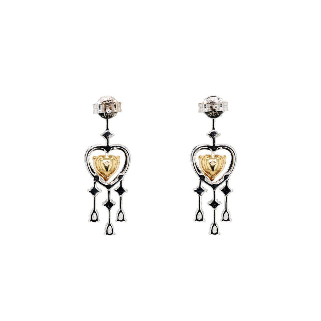 18KG Natural Untreated Fancy Yellow Diamond Earrings