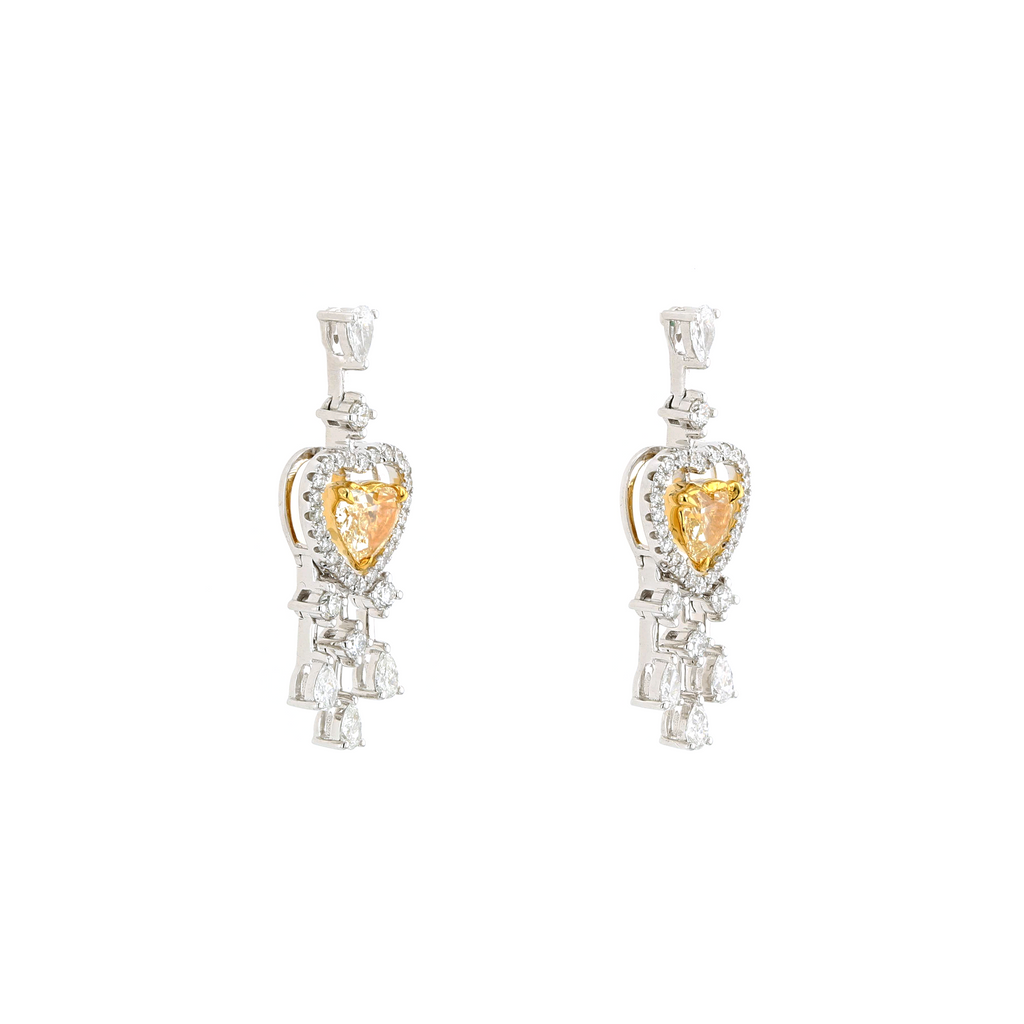 18KG Natural Untreated Fancy Yellow Diamond Earrings