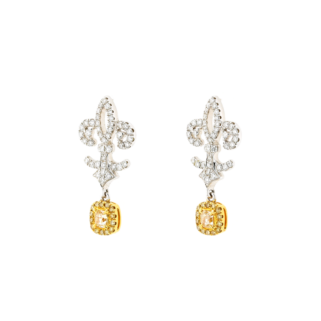 18KG Natural Untreated Fancy Yellow Diamond Earrings