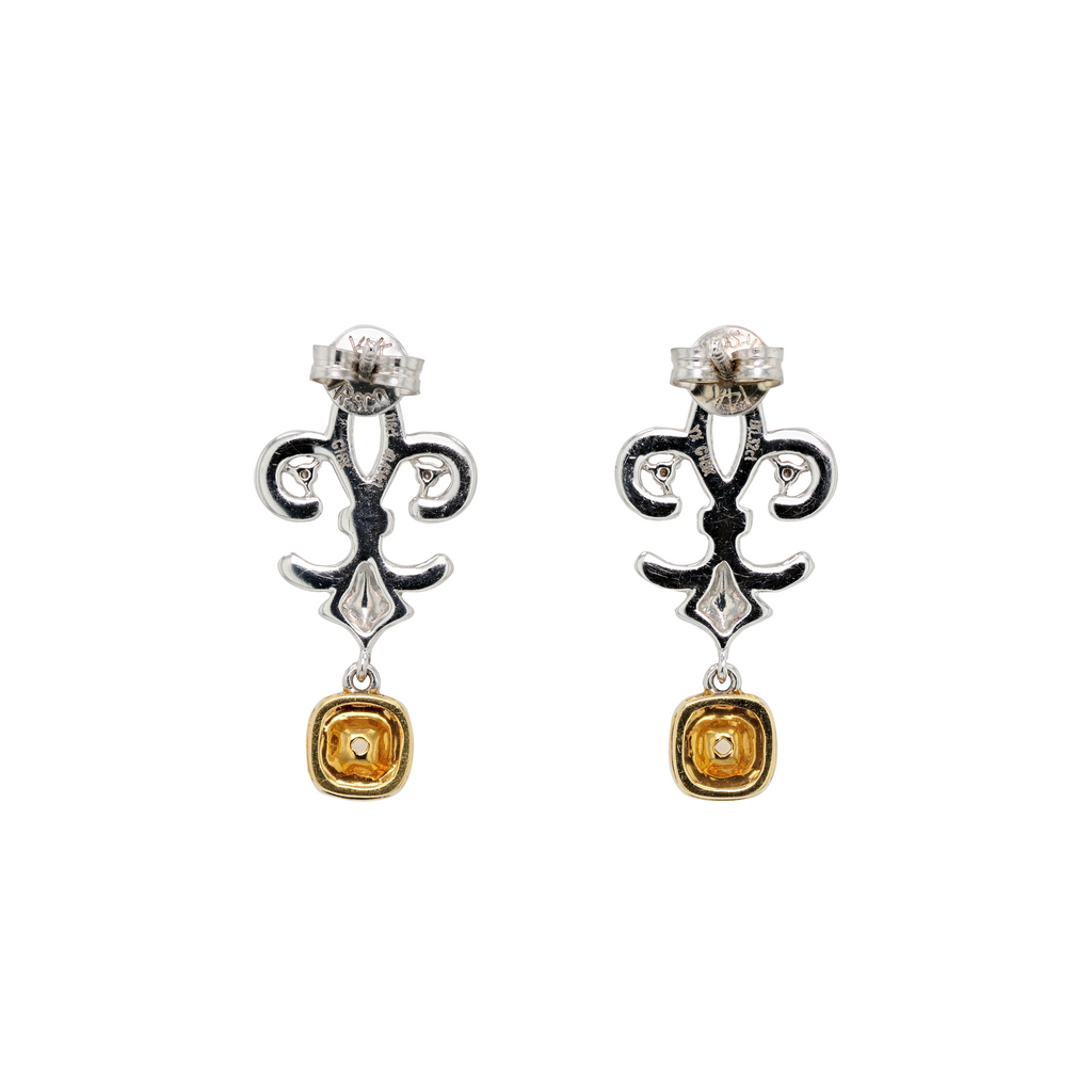 18KG Natural Untreated Fancy Yellow Diamond Earrings