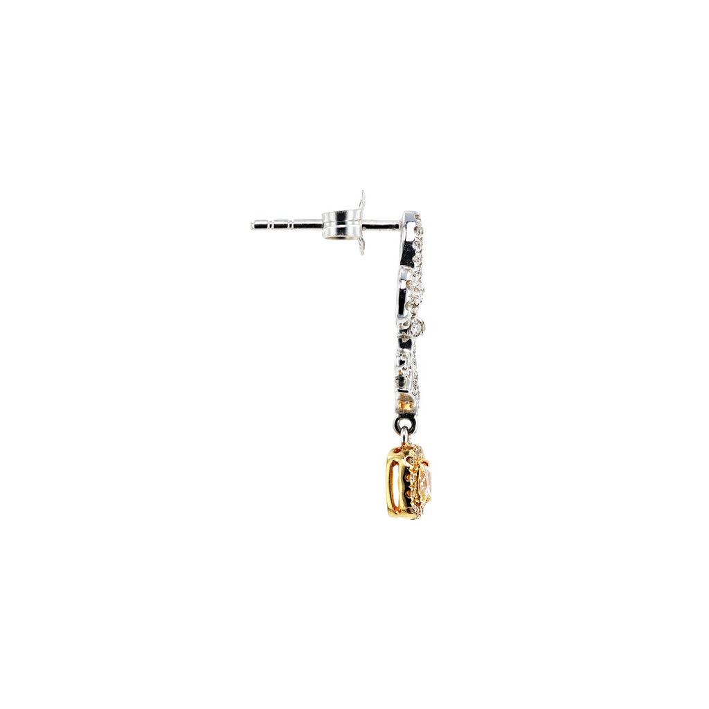 18KG Natural Untreated Fancy Yellow Diamond Earrings