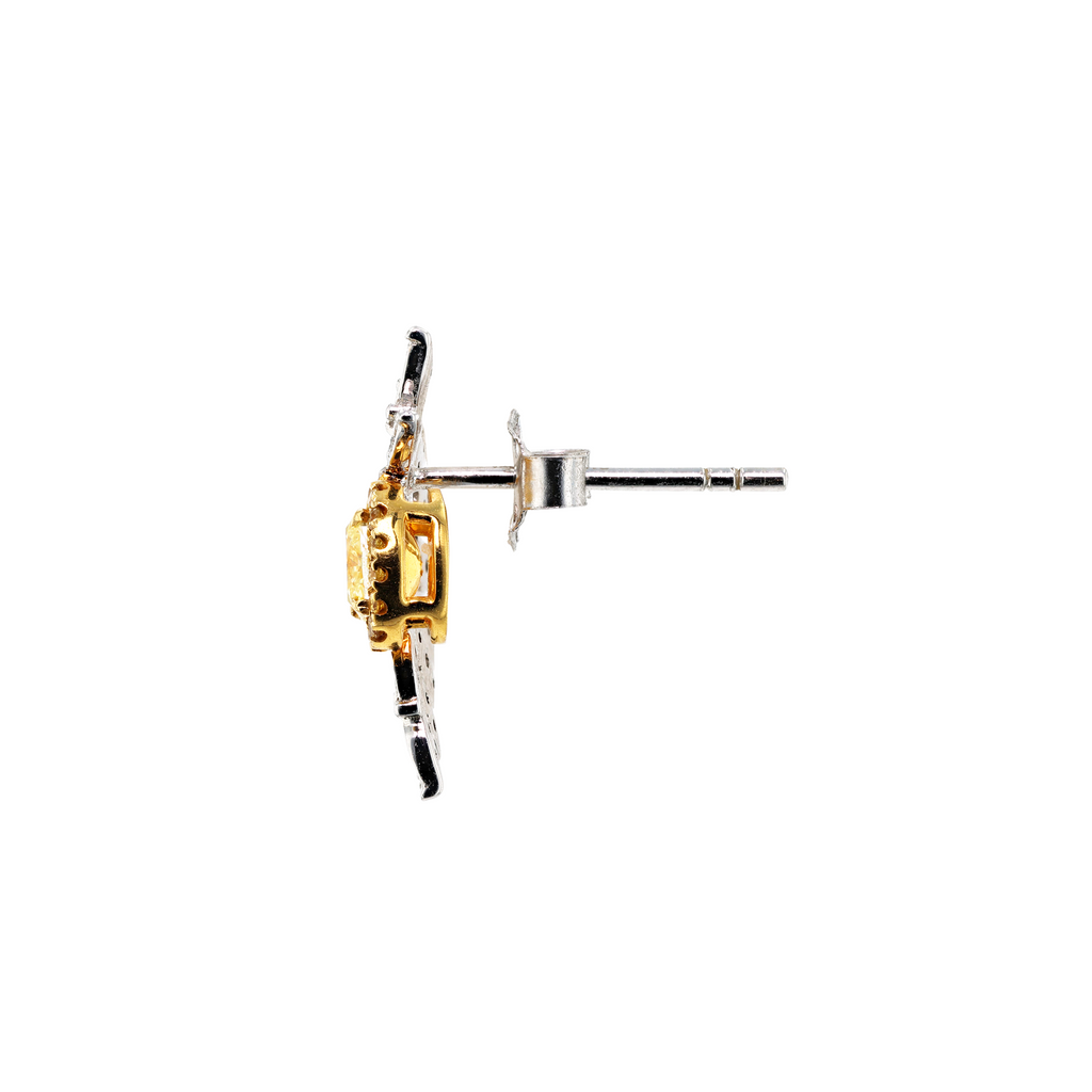 18KG Natural Untreated Fancy Yellow Diamond Earrings