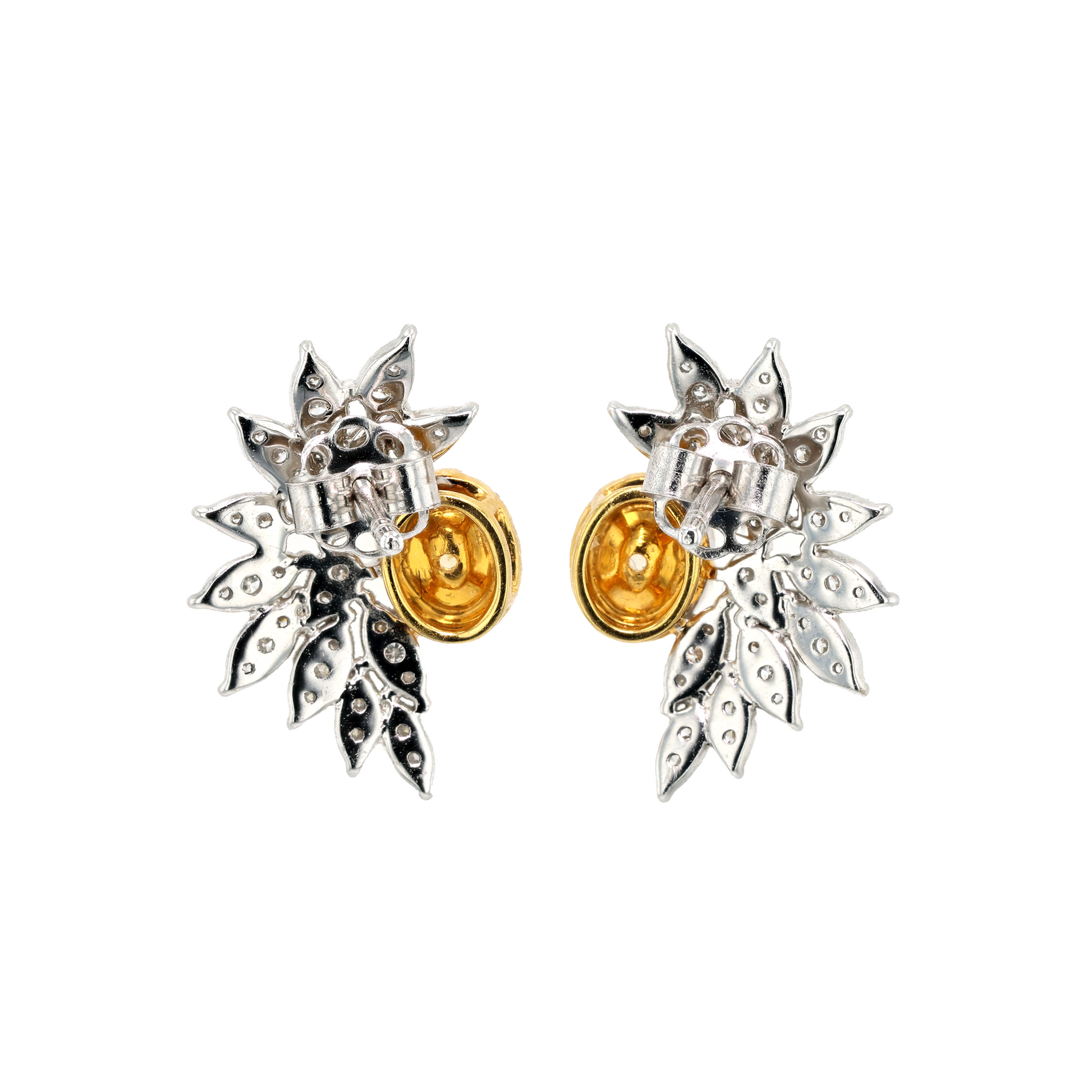 18KG Natural Untreated Fancy Yellow Diamond Earrings