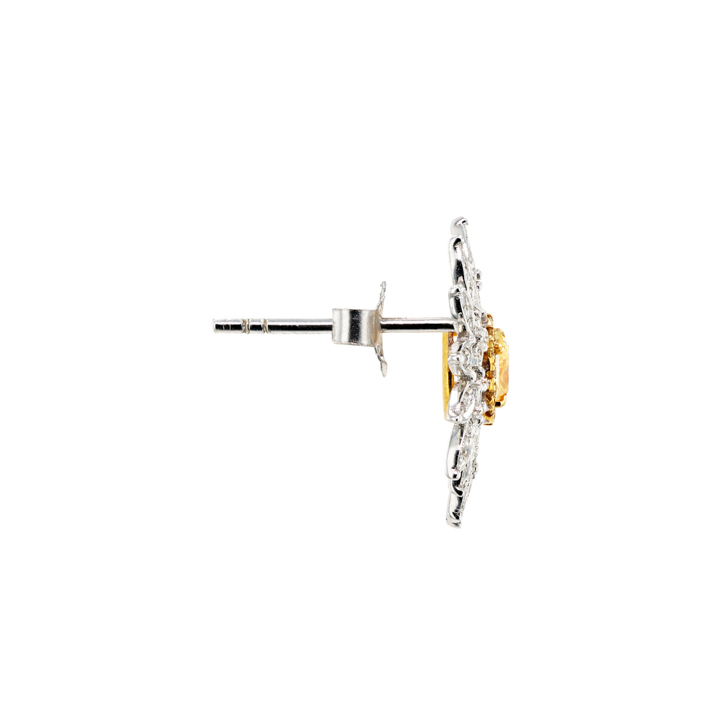 18KG Natural Untreated Fancy Yellow Diamond Earrings
