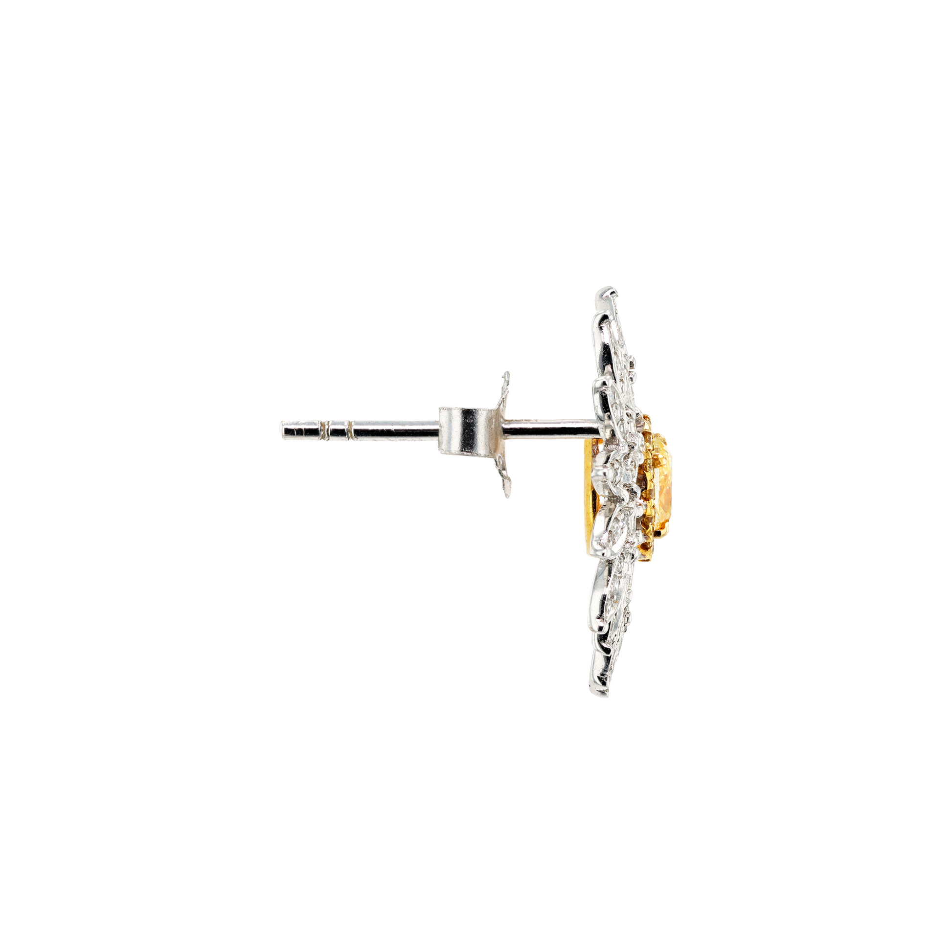 18KG Natural Untreated Fancy Yellow Diamond Earrings