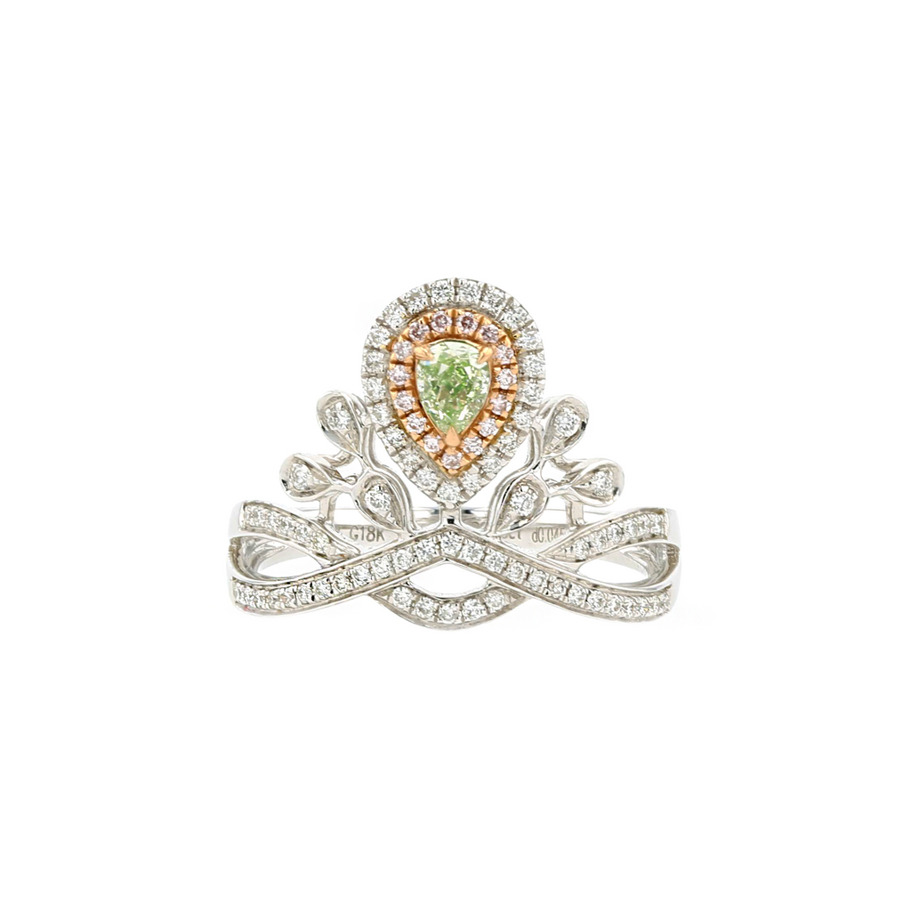 18KG 0.18ct Natural Untreated Green Diamond Ring