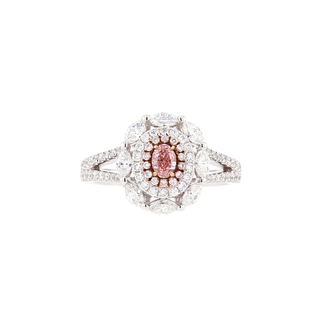 18KG 0.18ct Natural Untreated Pink Diamond Ring