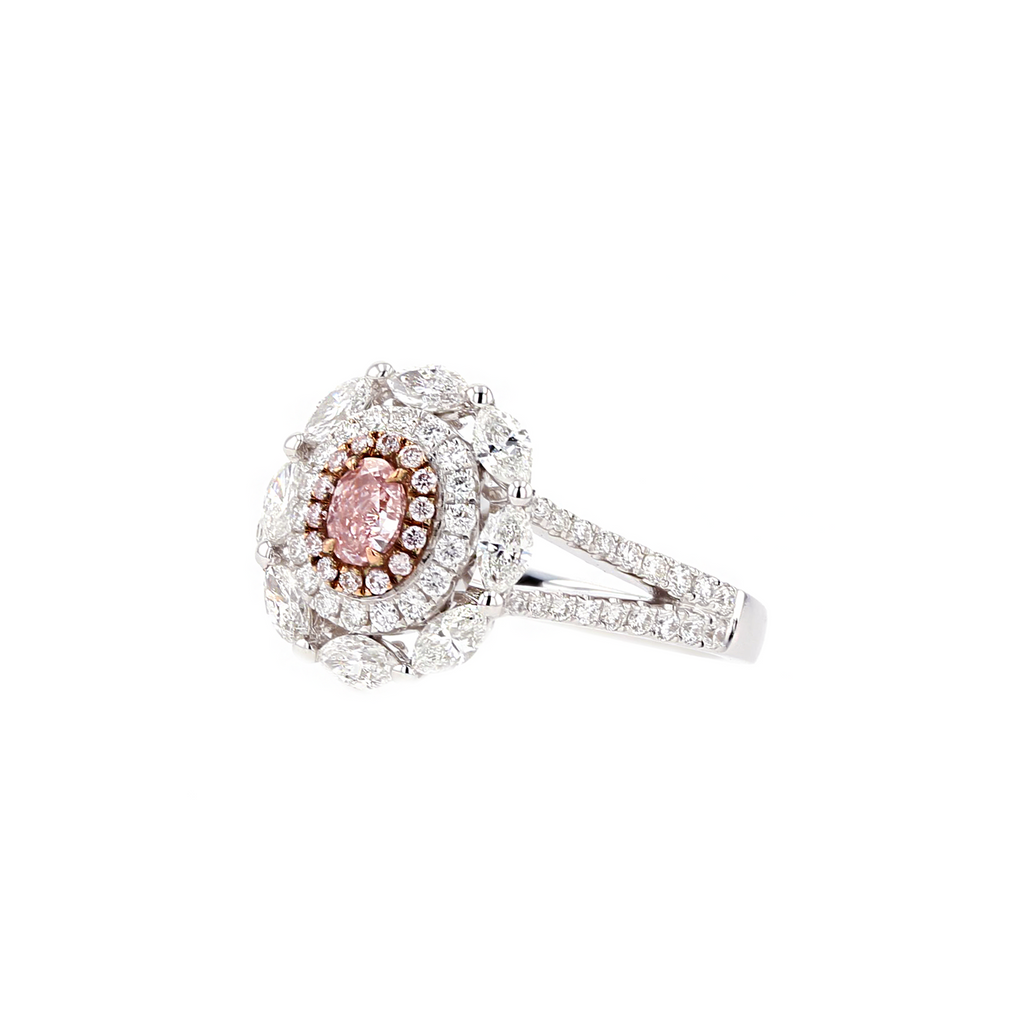 18KG 0.18ct Natural Untreated Pink Diamond Ring