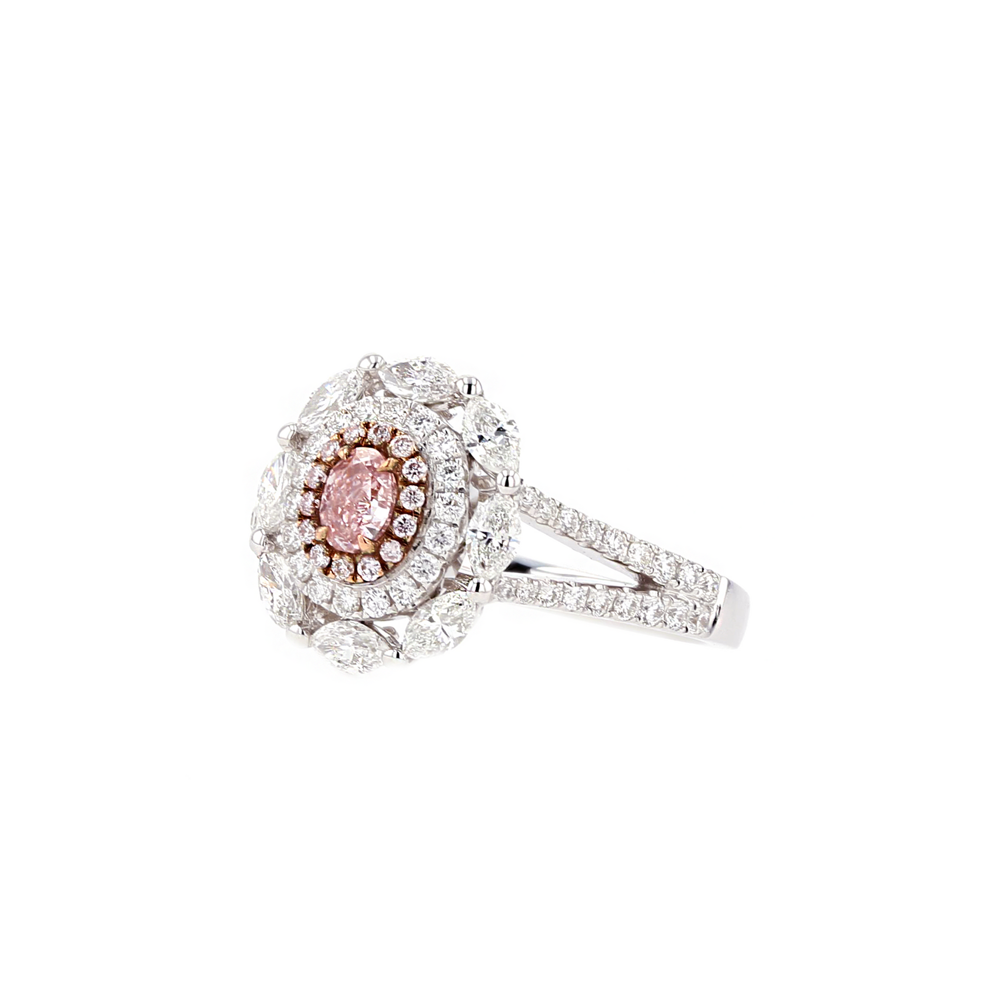 18KG 0.18ct Natural Untreated Pink Diamond Ring