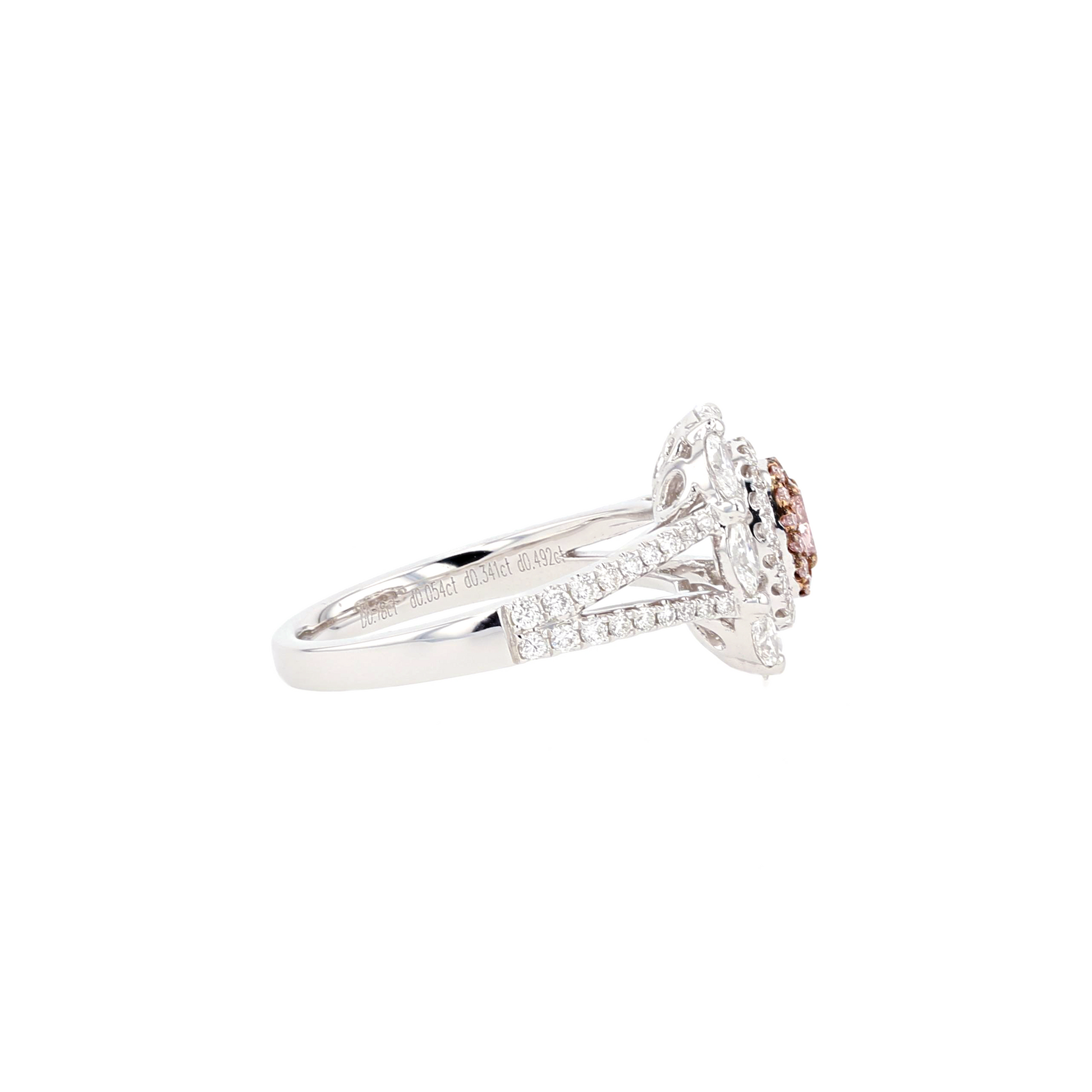 18KG 0.18ct Natural Untreated Pink Diamond Ring