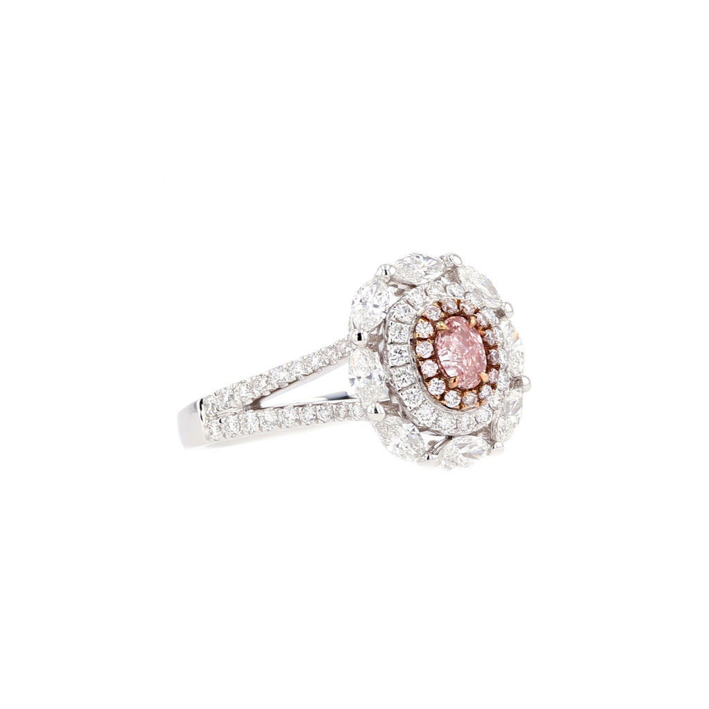 18KG 0.18ct Natural Untreated Pink Diamond Ring
