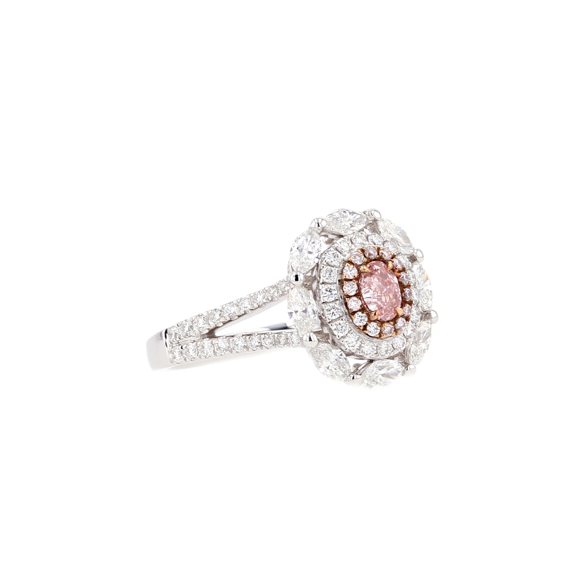 18KG 0.18ct Natural Untreated Pink Diamond Ring