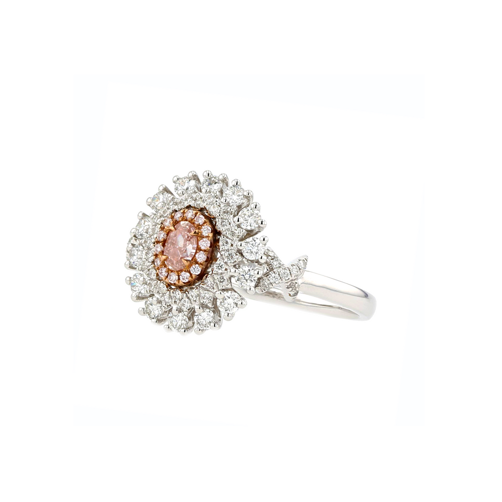 18KG 0.16ct Natural Untreated Pink Diamond Ring