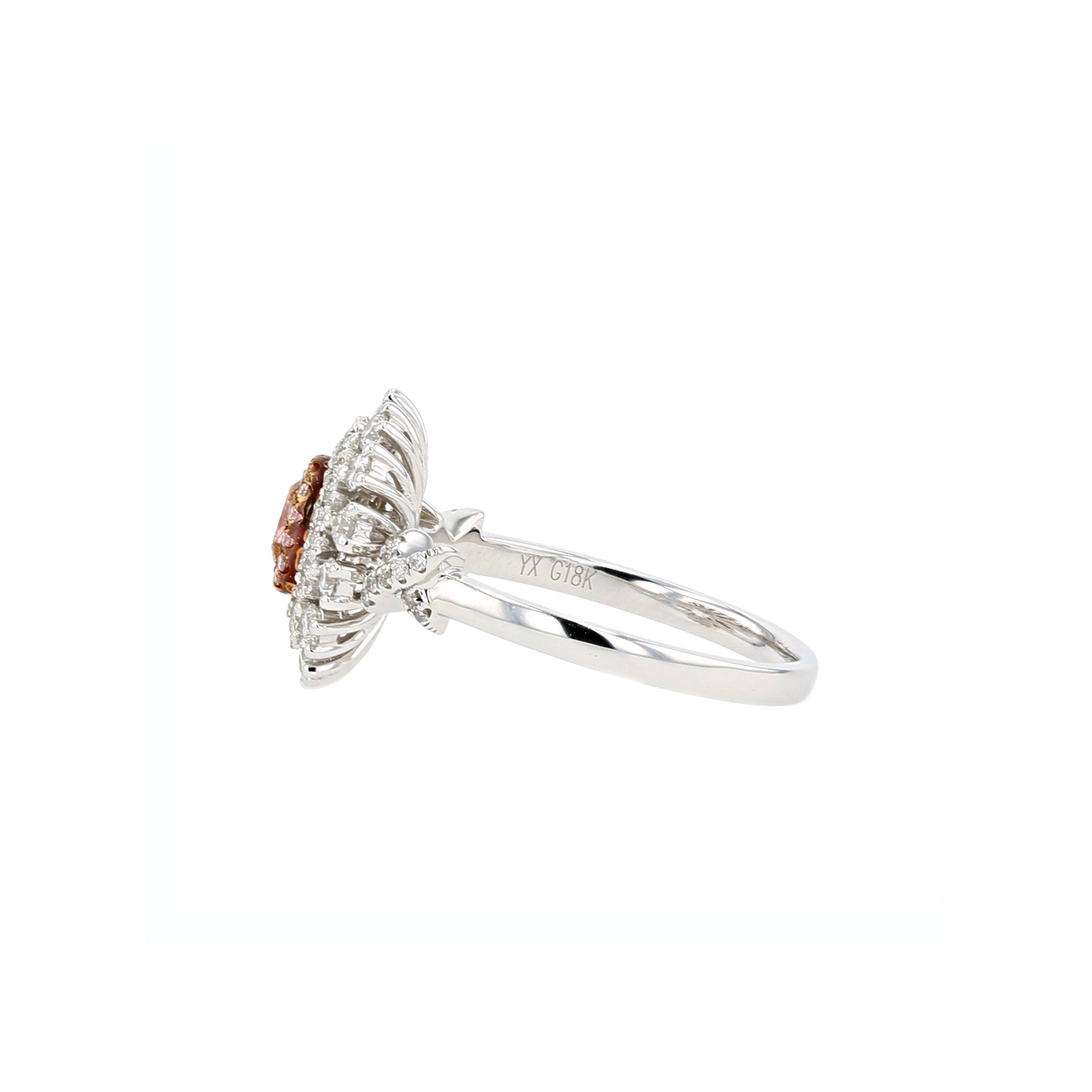 18KG 0.16ct Natural Untreated Pink Diamond Ring